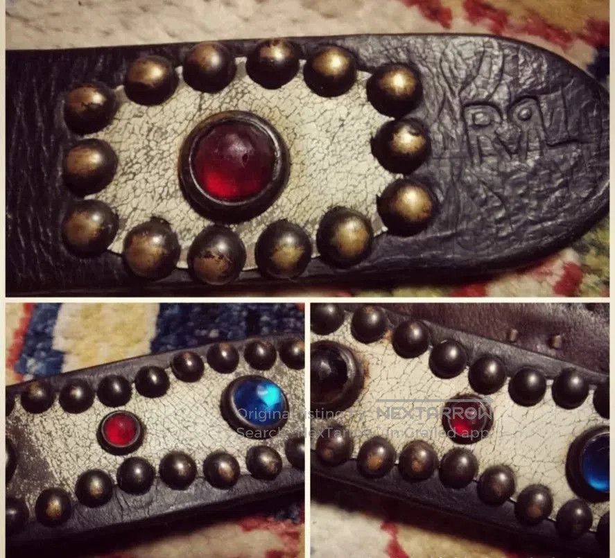 RRL Ralph Lauren Vintage Double RL Studded Leather Belt. Size ONE SIZE - 7 Thumbnail