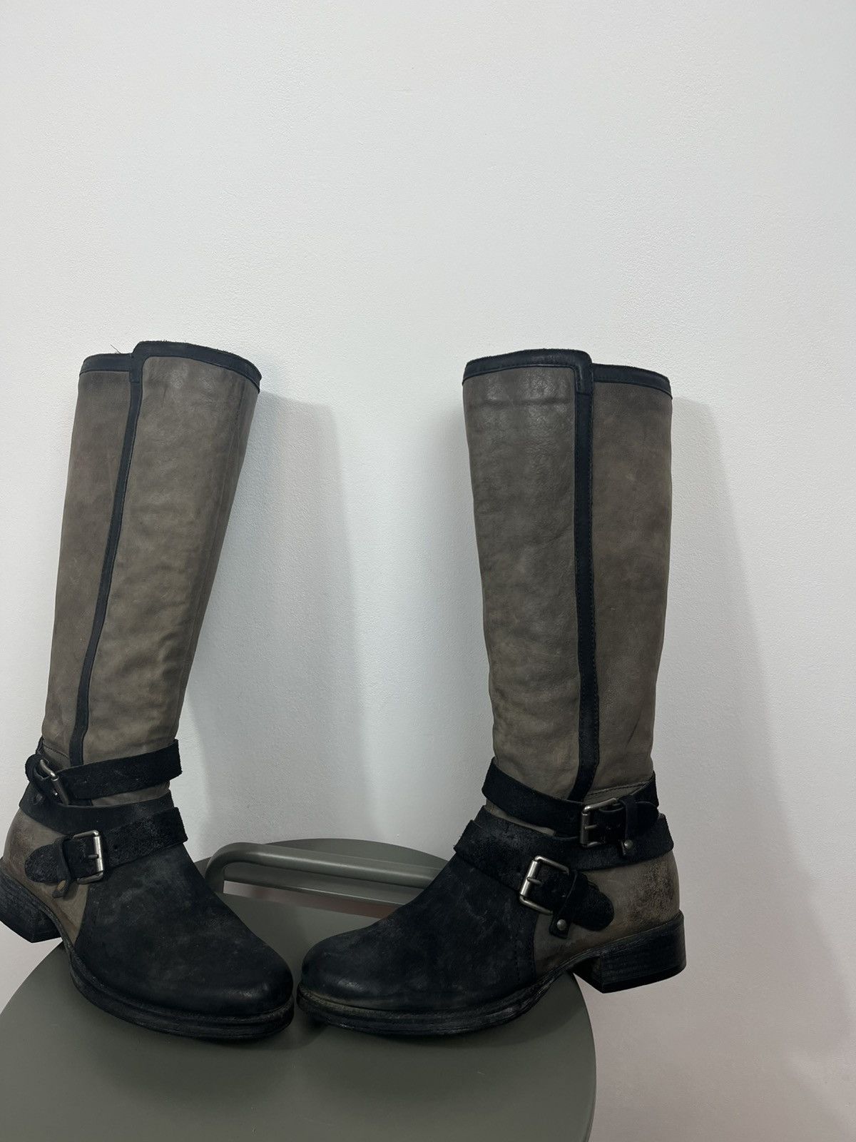 Other Women’s Leather Knee High Biker Boots Buckle Brown 40 US 9 Size US 9 / IT 39 - 2 Thumbnail