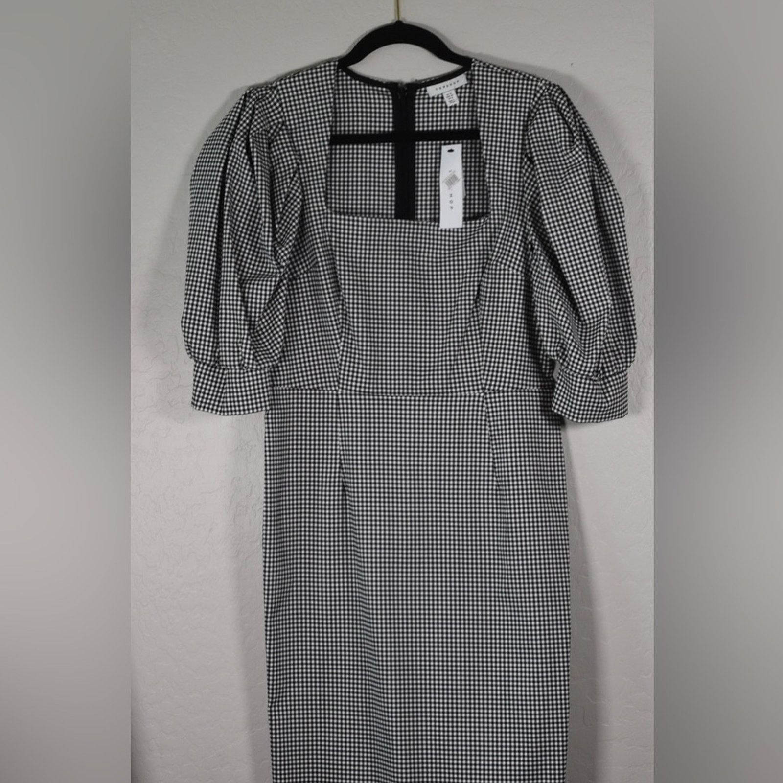 Topshop NWT Topshop Black and White Plaid Square Neck Midi Dress Size M / US 6-8 / IT 42-44 - 1 Thumbnail