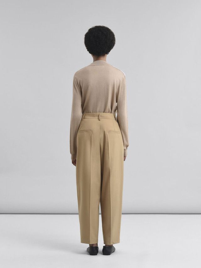 Marni o1w1db10426 Wool Blend Trousers in Beige Size 28" / US 6 / IT 42 - 3 Thumbnail