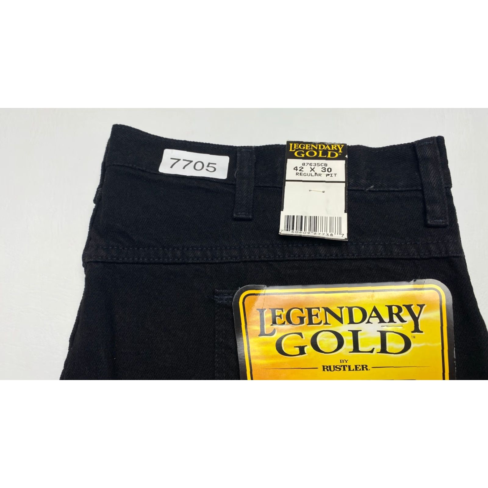 Denime VINTAGE NWT Mens Denim Jeans 42x27 Rustler Black Gold Heavyweight 90s Rugged Straight 5-Pocket Mens Jeans Black Rustler 42 Mens Size US 42 / EU 58 - 5 Thumbnail