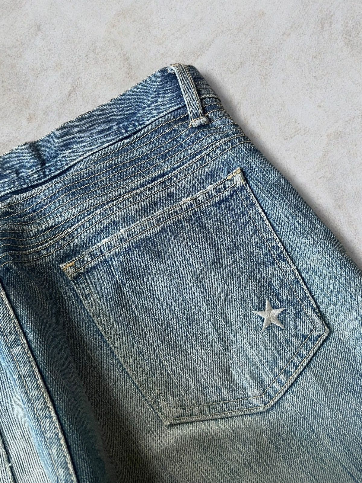 Japan Blue Vintage Japanese KBF Washed Distressed Embroidery Star Jeans Size US 31 - 7 Thumbnail