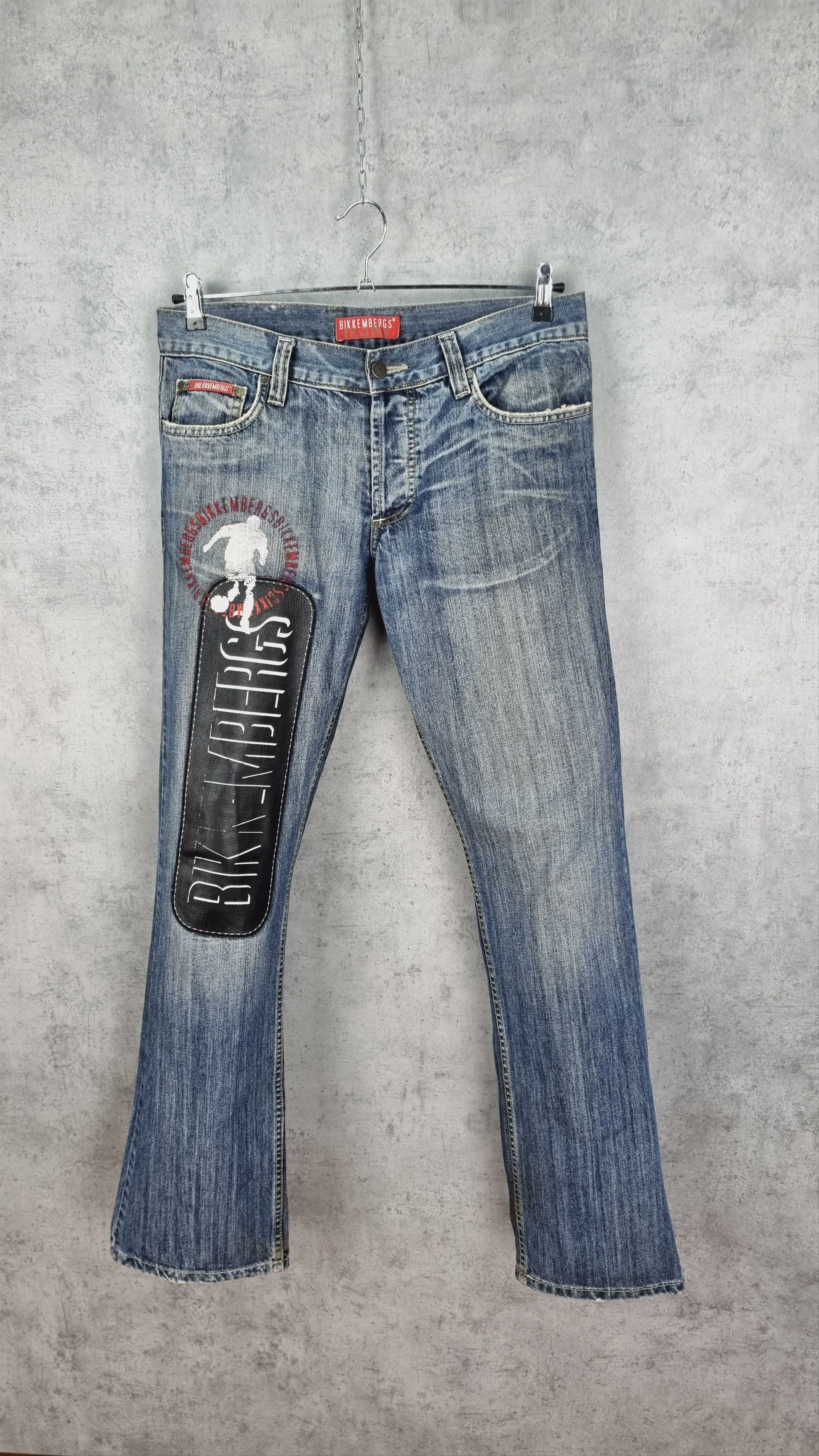 Dirk Bikkembergs × Vintage Bikkembergs Jeans Leather Patch Big Logo Denim Pant Size US 32 / EU 48 - 3 Thumbnail