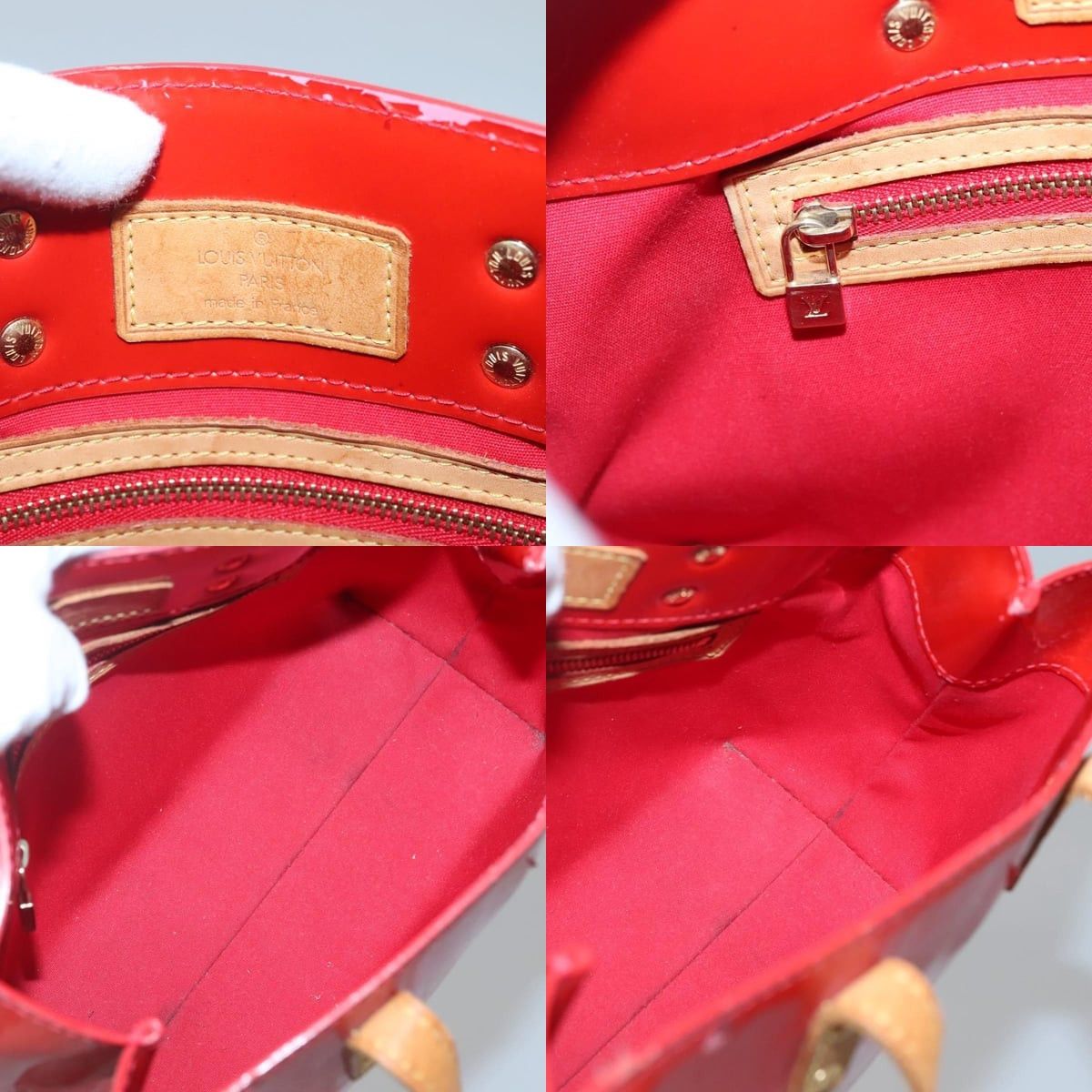 Louis Vuitton LOUIS VUITTON Monogram Vernis Reade PM Hand Bag Red Rouge Size ONE SIZE - 11 Thumbnail