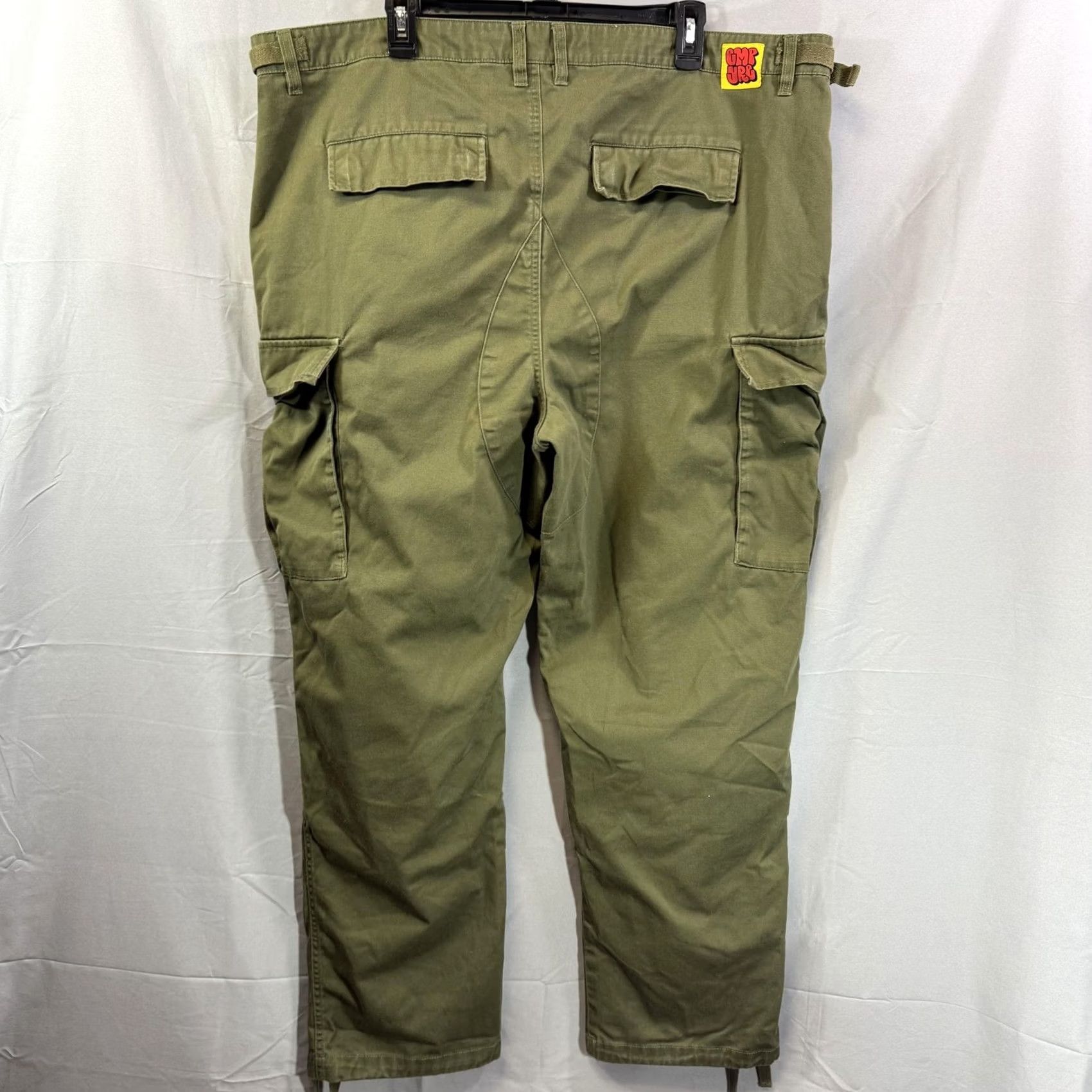 Empyre Empyre Relax Pants Mens 40 Olive Green Cargo Utility Pocket Button Fly Adjustable Workwear Size US 40 / EU 56 - 2 Thumbnail