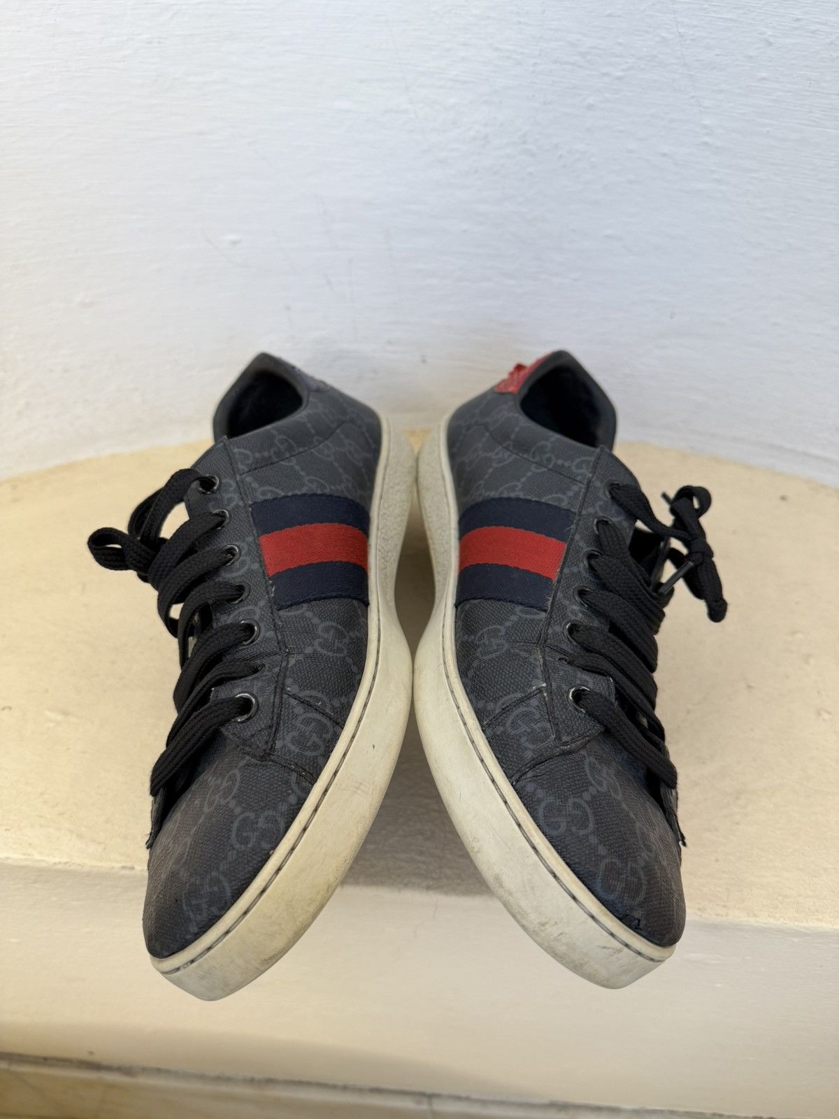 Gucci Gucci Ace Web GG Supreme Monogram Grey Sneakers Size 44 Size US 10.5 / EU 43-44 - 6 Thumbnail