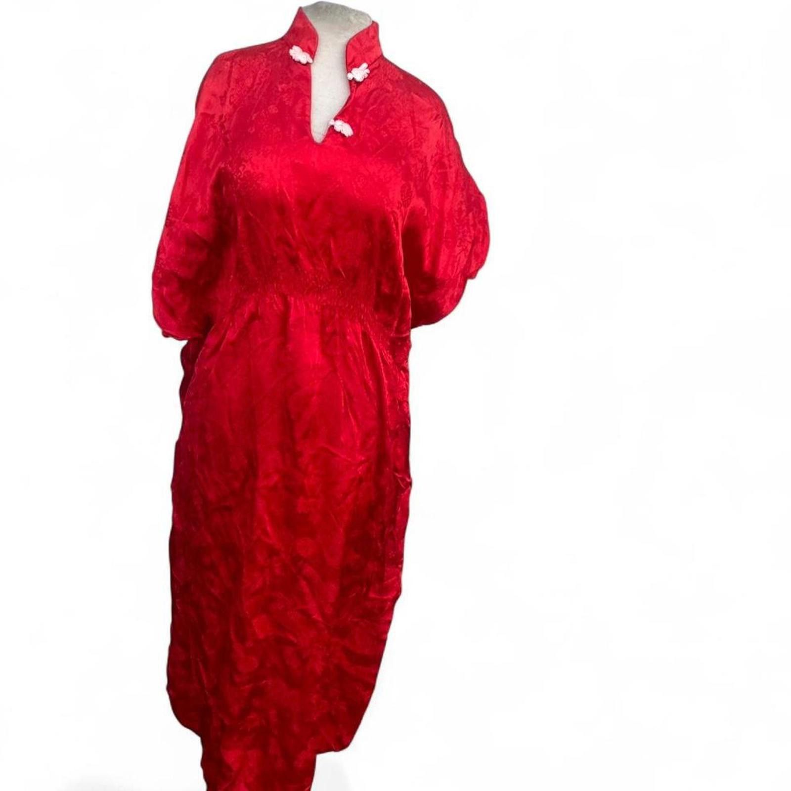Other Red silk dress with large Size L / US 10 / IT 46 - 1 Thumbnail