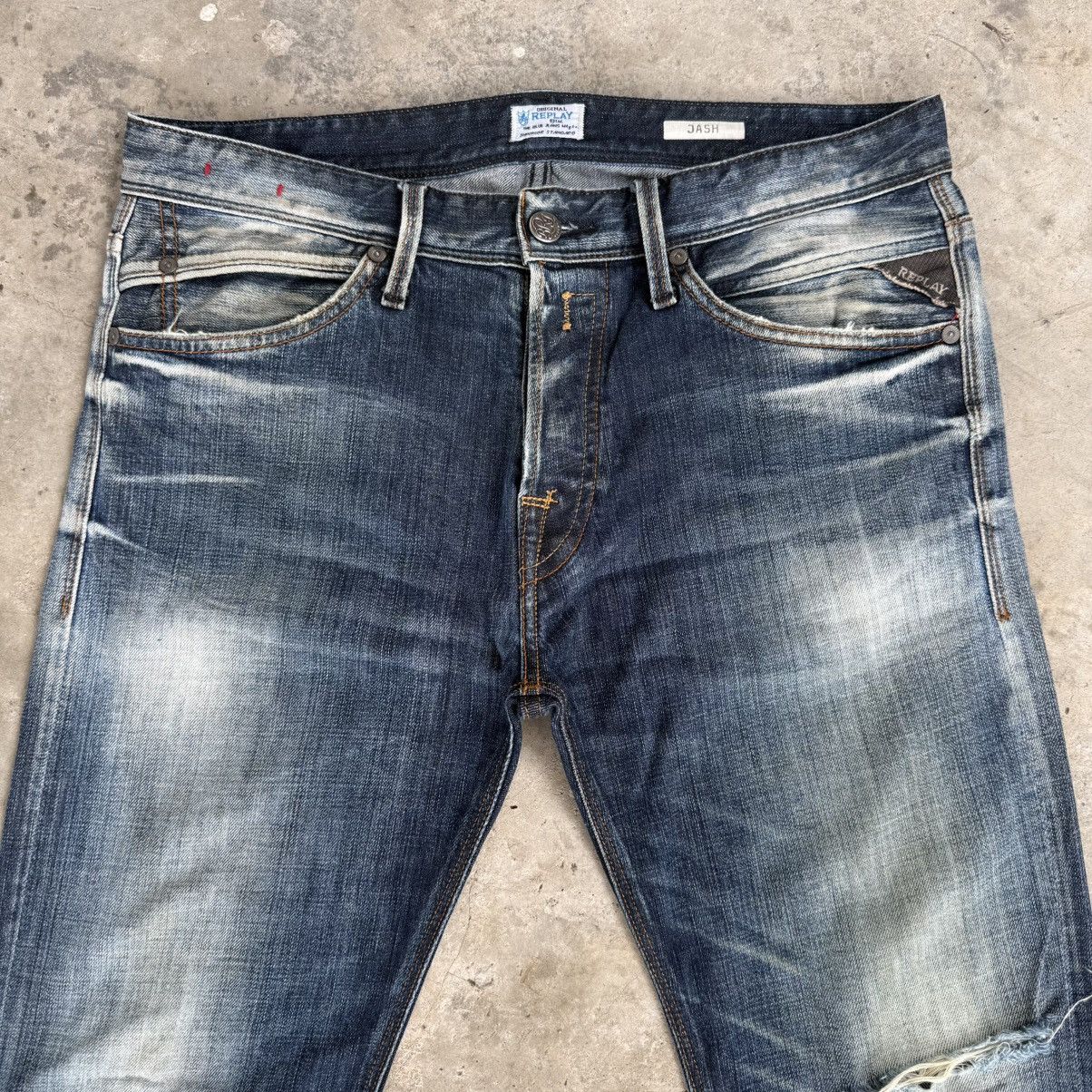 Replay W34x30 Vintage Replay Button Fly Faded Ripped Denim Jean Size US 34 / EU 50 - 3 Thumbnail