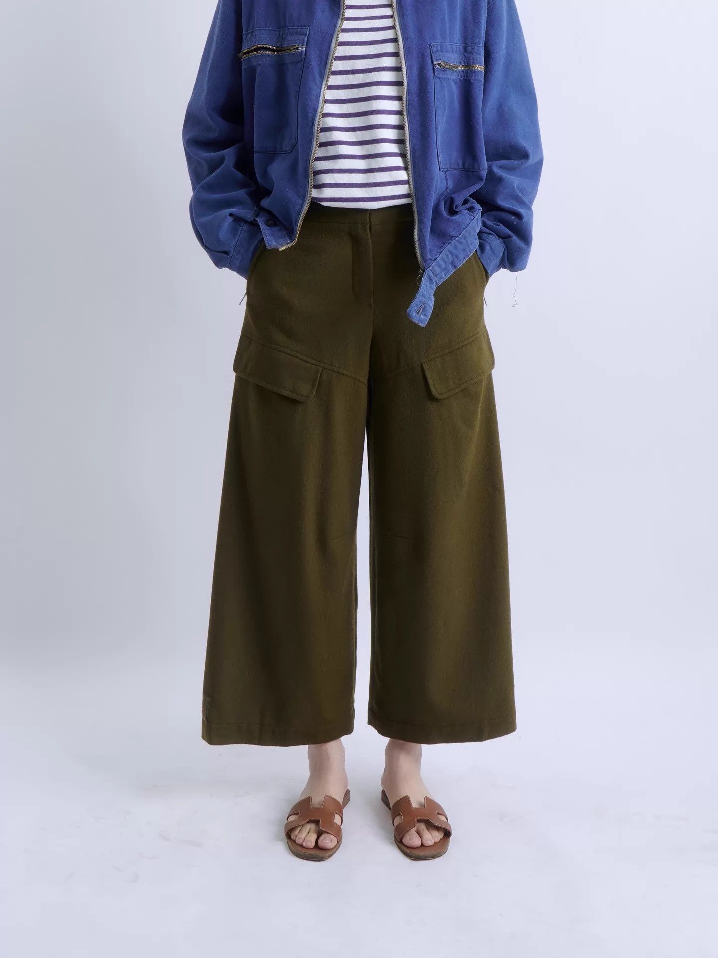 Sportmax SPORTMAX Wool Wide-Leg Cargo Pants Velcro Cuffs 34 Size 26" / US 2 / IT 38 - 1 Thumbnail