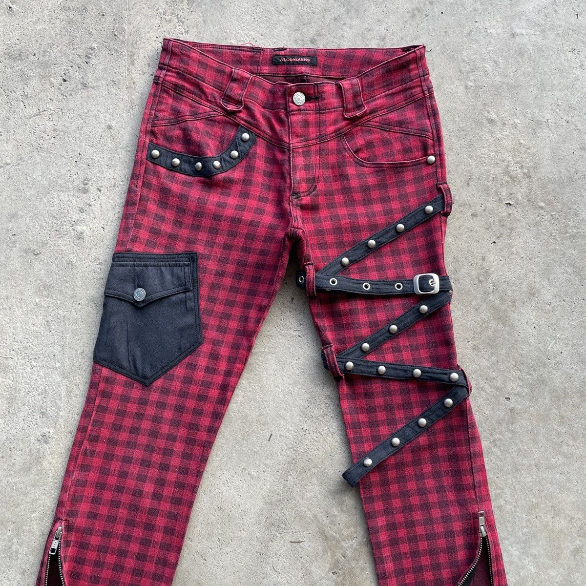 If Six Was Nine × Japanese Brand × Seditionaries Vintage Algonquins Punk Bondage Checkred Ankle Zip RARE Pant Size US 27 - 3 Thumbnail
