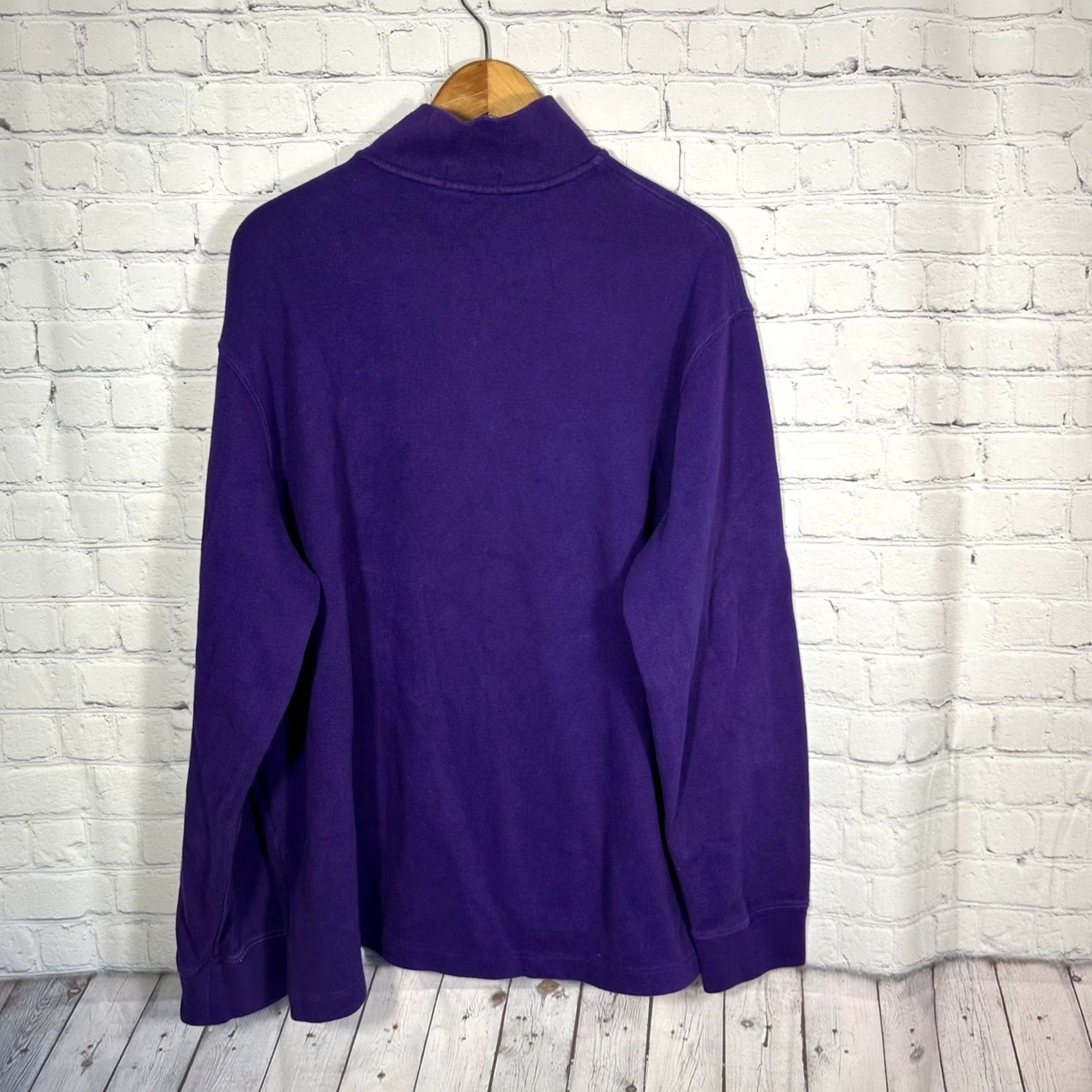 Polo Ralph Lauren Polo Ralph Lauren Mens 2XL Purple Mock Neck Zipper Pullover Cotton Sweater Green Pony Logo Button Zipper Short Sleeve? Size US XXL / EU 58 / 5 - 6 Thumbnail