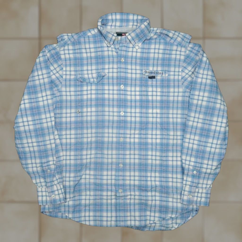 Vineyard Vines Vineyard Vines Shirt Mens Medium Blue Plaid Harbor Long Sleeve Button-Up Size US M / EU 48-50 / 2 - 1 Thumbnail