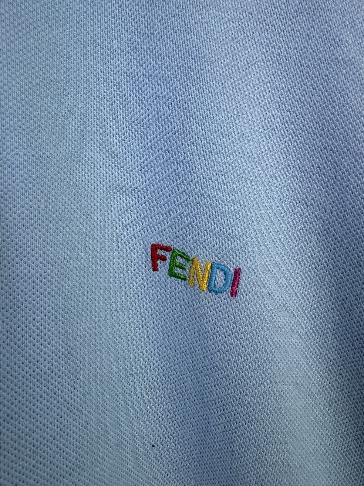 Fendi Vintage Fendi light blue polo shirt with a rainbow logo Size US L / EU 52-54 / 3 - 3 Thumbnail