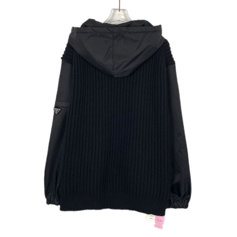 Prada PradaBlack triangle label sheep wool hooded zipper knitted Size US XXS / EU 40 - 2 Thumbnail