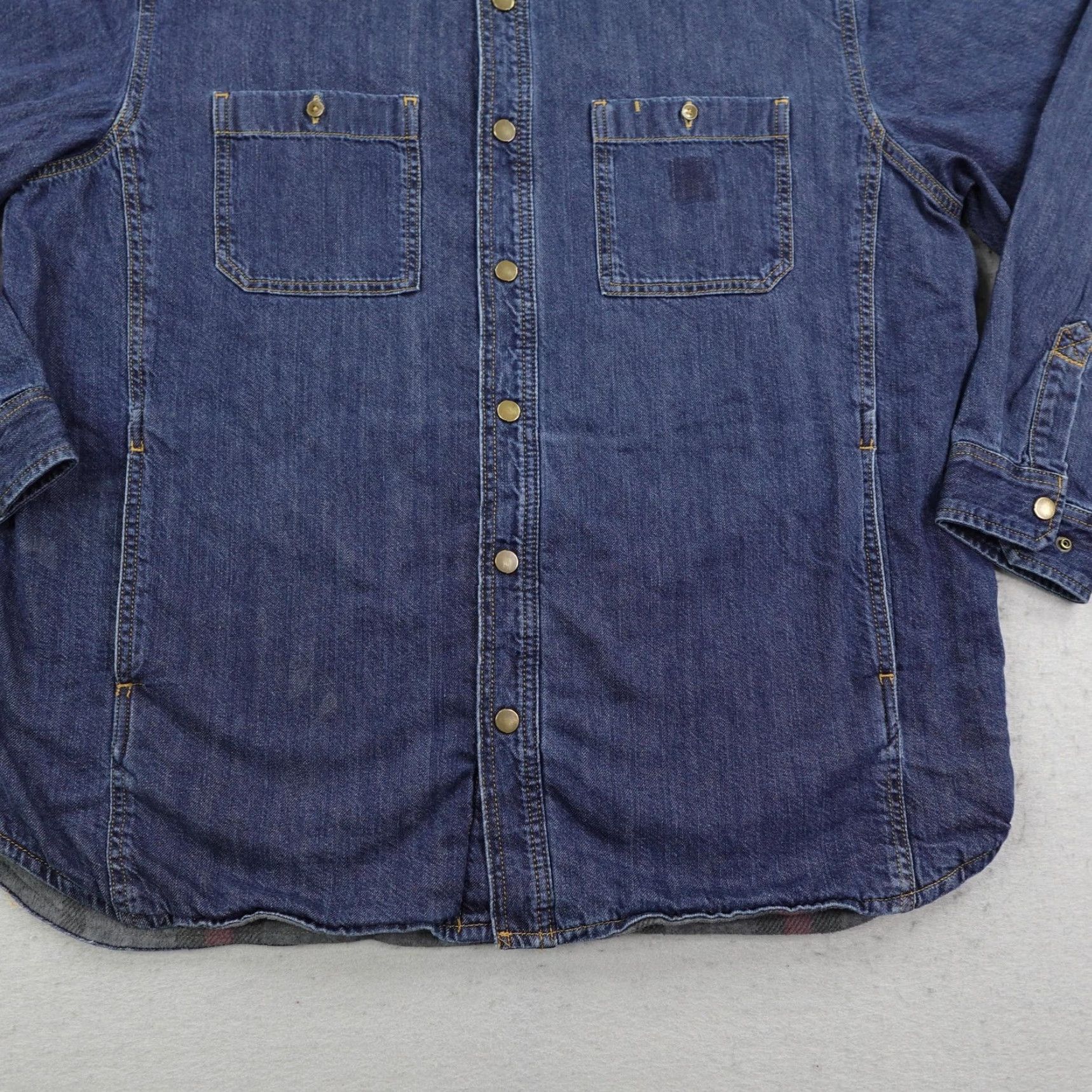 Carhartt Carhartt Jacket XL Blue Denim Relaxed Fit Fleece Lined Snap Shirt Jac Shacket Size US XL / EU 56 / 4 - 4 Thumbnail