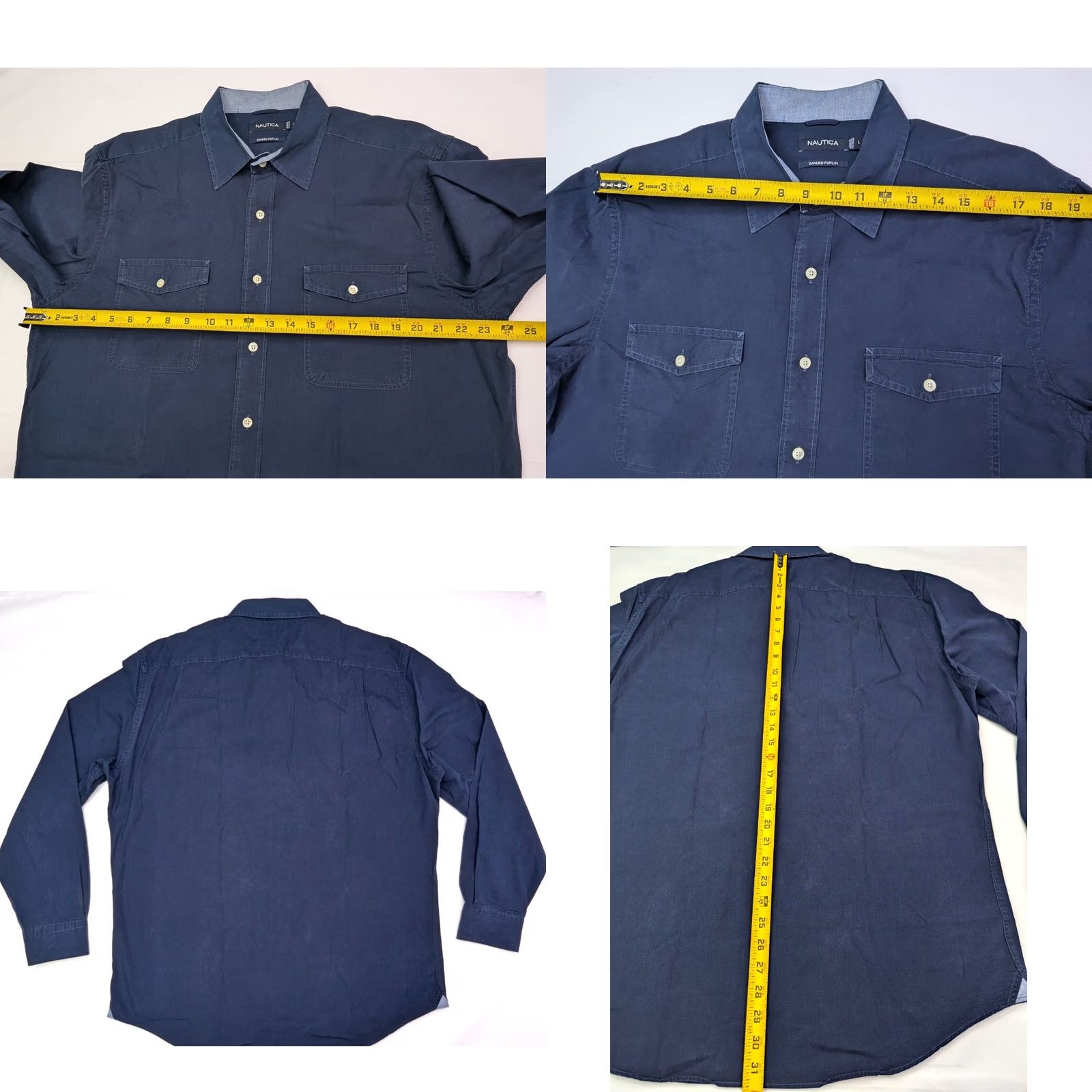 Nautica Nautica Dress Shirts LOT x 2 Sanded Poplin 80s 2-Ply Cotton Button LRG Men Size US L / EU 52-54 / 3 - 10 Thumbnail