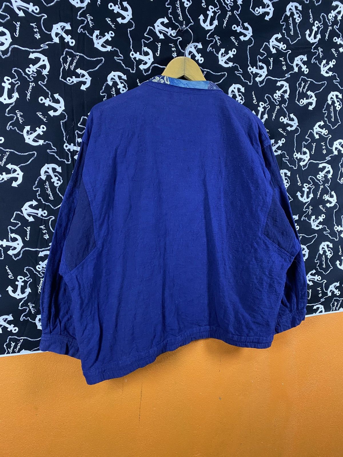 Japanese Brand Vintage Japanese Linen Blend Patchwork Collar Blue Jacket Size L / US 10 / IT 46 - 15 Thumbnail