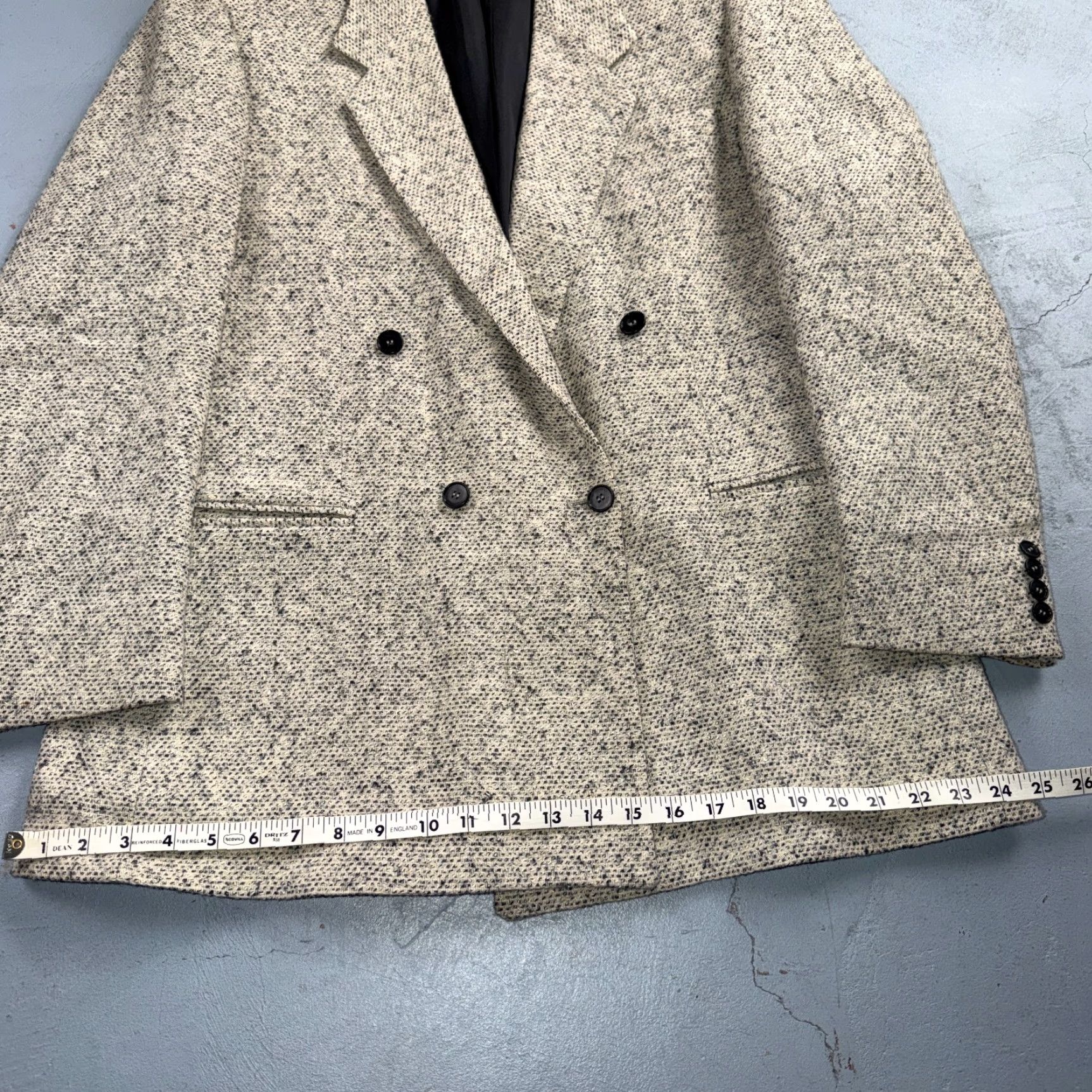 Doublet VINTAGE Shyrocks Blazer Coat Mens 42 Wool Tweed Single-Breasted Notch Lapel 2-Button 80s Gray Size 42R - 4 Thumbnail