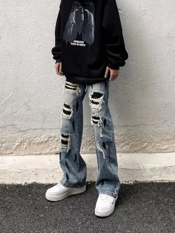 Japanese Brand High street ripped jeans with patchwork and splashes of ink Size US 30 / EU 46 - 6 Thumbnail