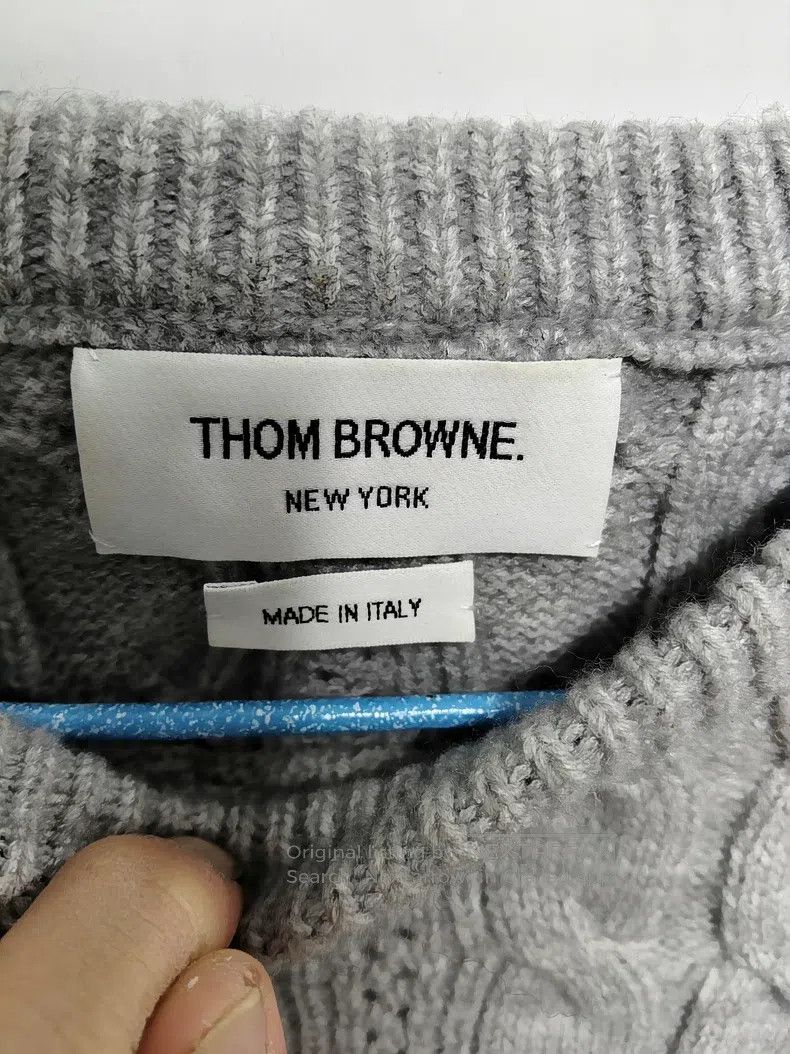 Thom Browne Thom Browne Gray Cable Knit Sweater Size XS / US 0-2 / IT 36-38 - 2 Thumbnail
