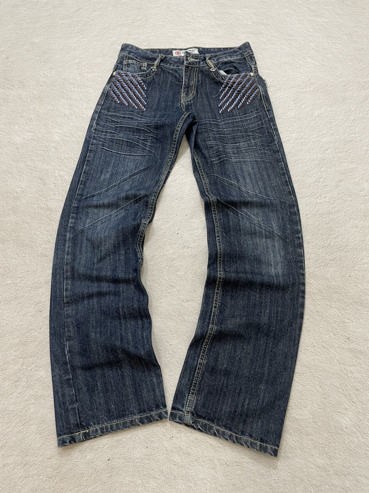 Japanese Brand 2000s Japan Raw Denim Y2K Faded Tribal Pocket Number Nine Size US 29 - 1 Thumbnail