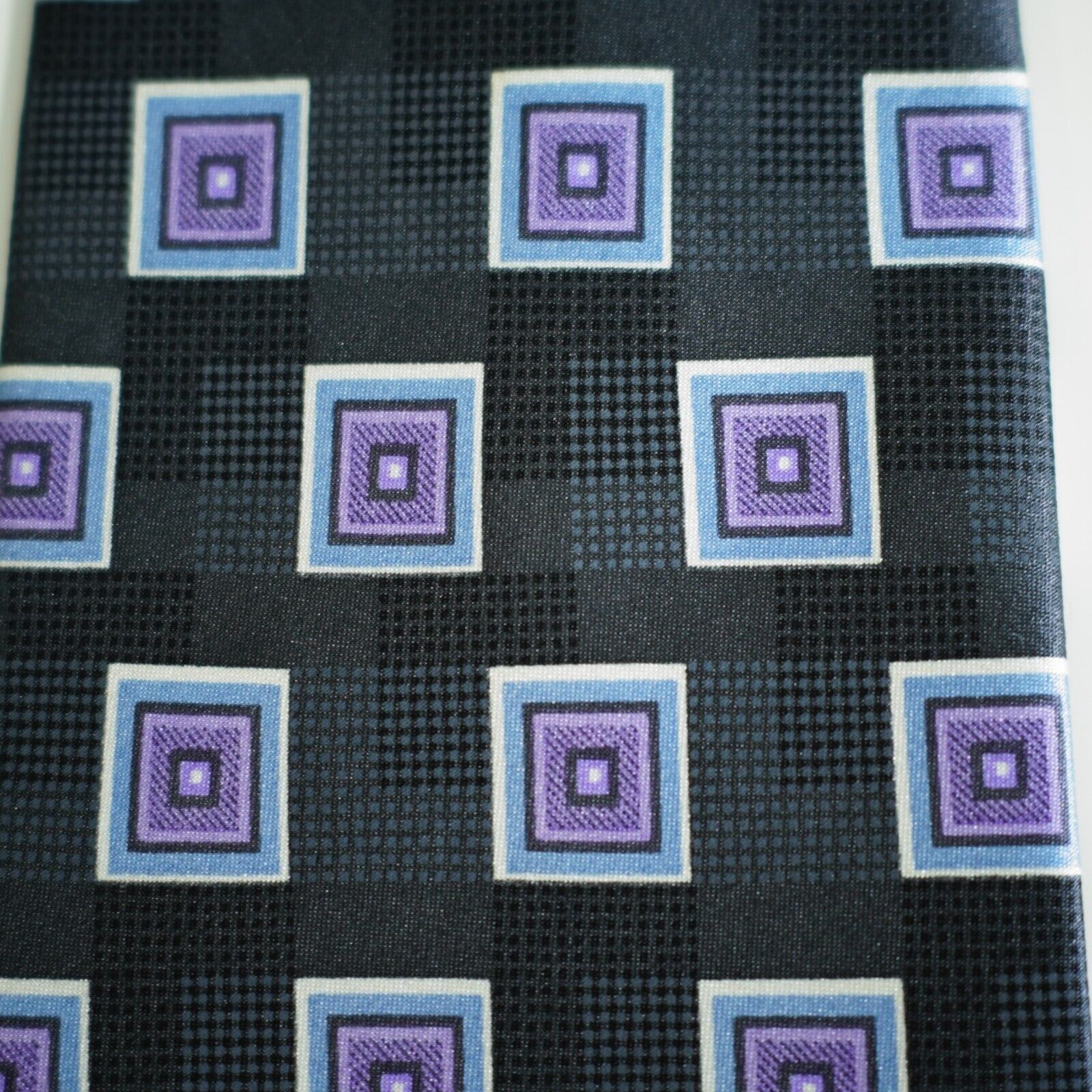 Vintage Stegg Boy's Black Purple Geometric Print Silk Tie Size ONE SIZE - 2 Thumbnail