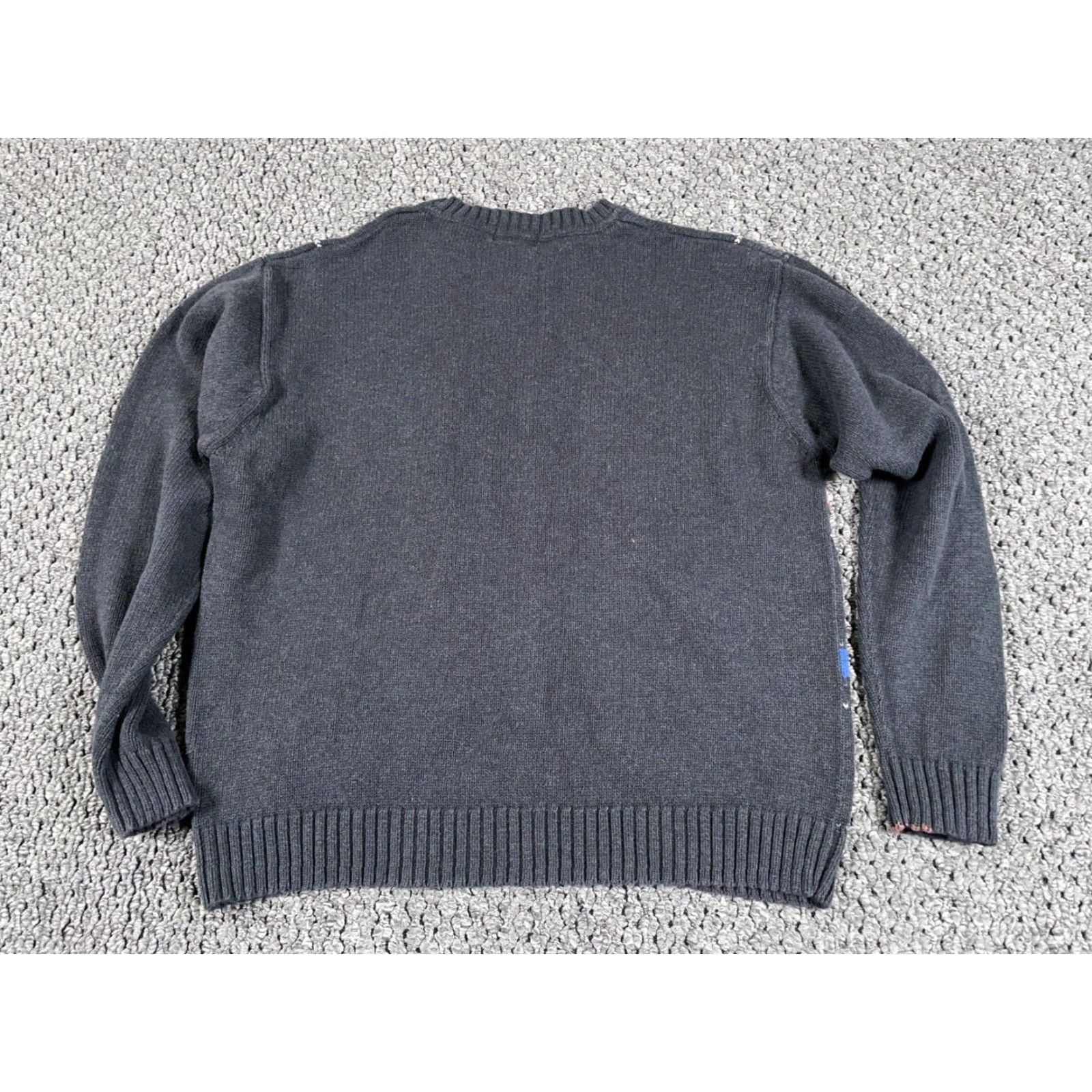 Dockers Retro Dad Style Sweater Adult Large Dark Gray Blue Red Striped Chunky Knit Prep Size US L / EU 52-54 / 3 - 2 Thumbnail