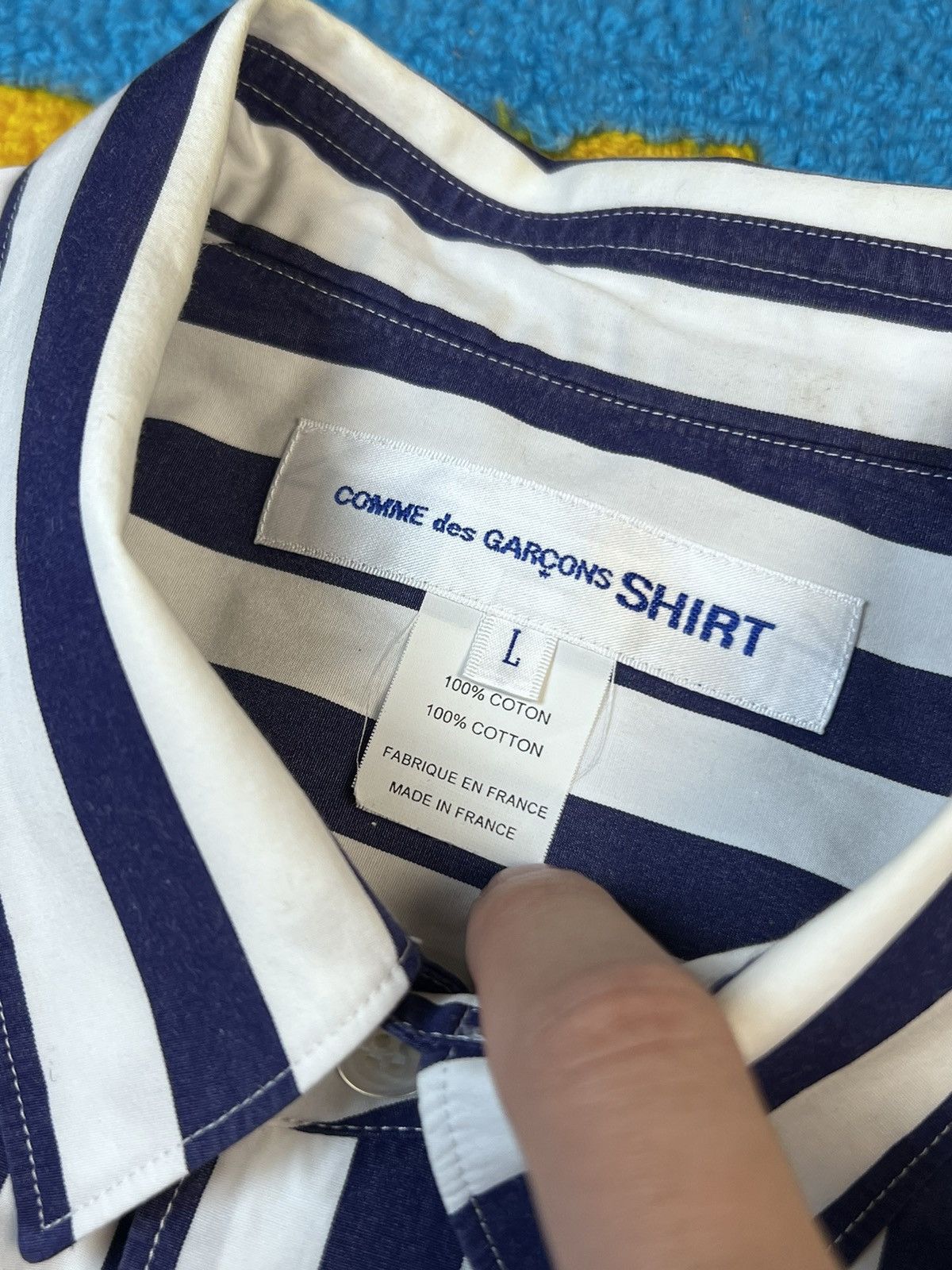 Comme des Garcons SHIRT × Vintage Comme Des Garçons SHIRT Stripped Blue Buttons Up Shirt Size US L / EU 52-54 / 3 - 10 Thumbnail