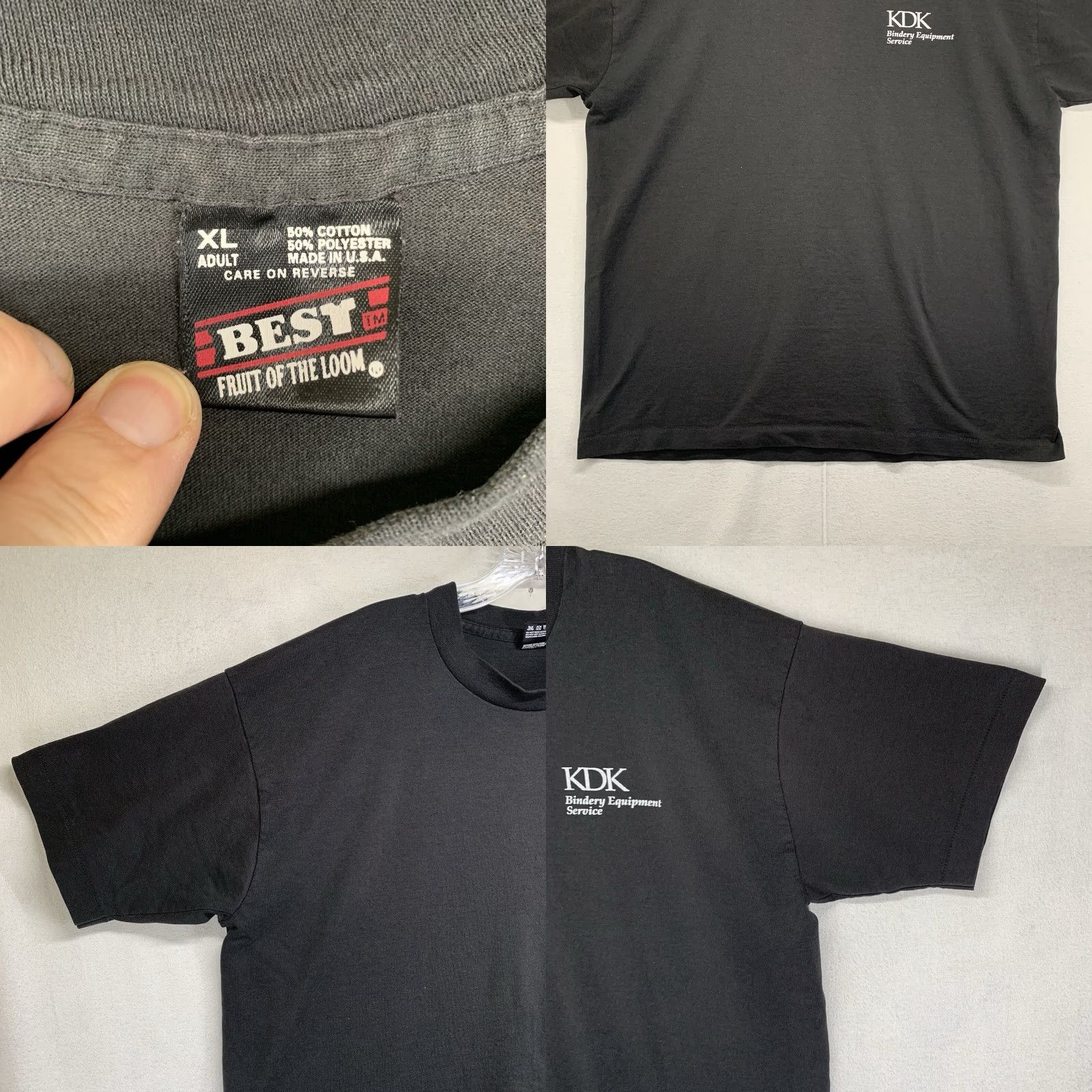 Fruit Of The Loom VINTAGE Fruit of the Loom T-Shirt Unisex Adults XL Black 80s Graphic Print Work Mailing Size US XL / EU 56 / 4 - 8 Thumbnail
