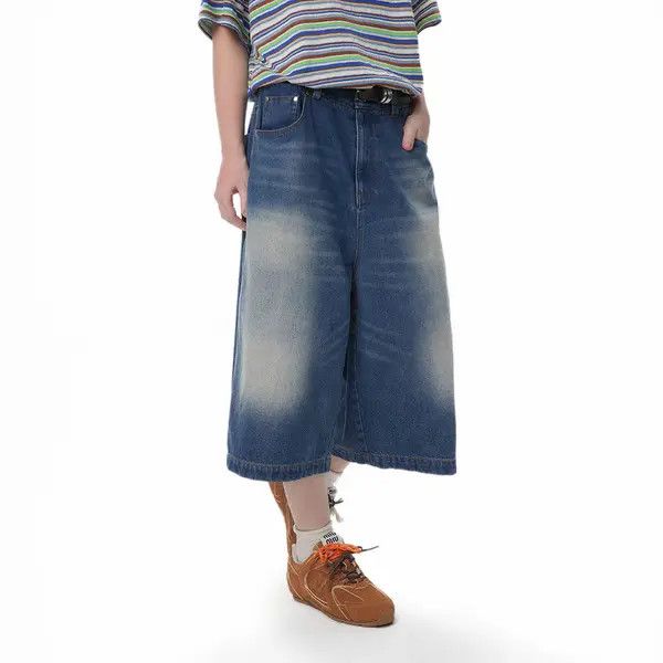 Japanese Brand VIBE Men's loose straight cargo contrast denim shorts Size US 32 / EU 48 - 6 Thumbnail