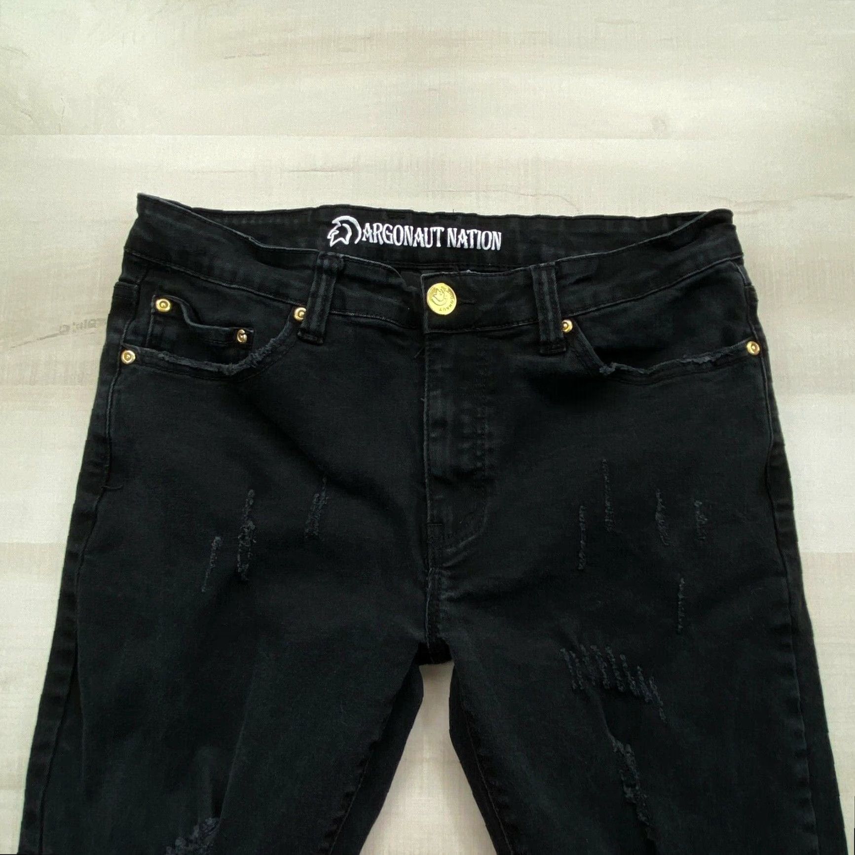 Denime Argonaut Nation Mens Skinny Jeans 32x32 (30x29 Actual) Black Denim Ultra Slim Size US 32 / EU 48 - 2 Thumbnail