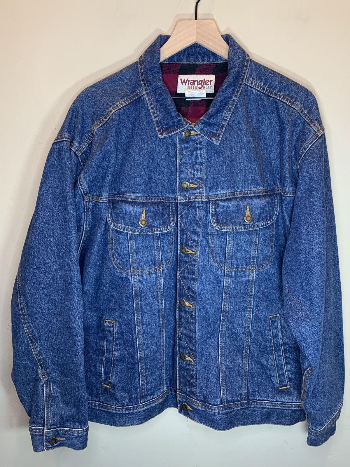 Wrangler *RARE* Wrangler Rugged Plaid Flannel Lined Denim Jacket Size US XXL / EU 58 / 5 - 1 Thumbnail