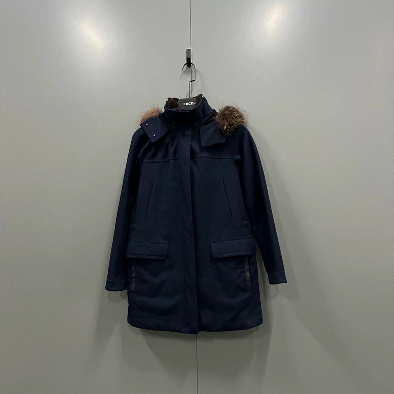 Loro Piana LORO PIANA A dark blue fur collar coat Size XS / US 0-2 / IT 36-38 - 1 Thumbnail