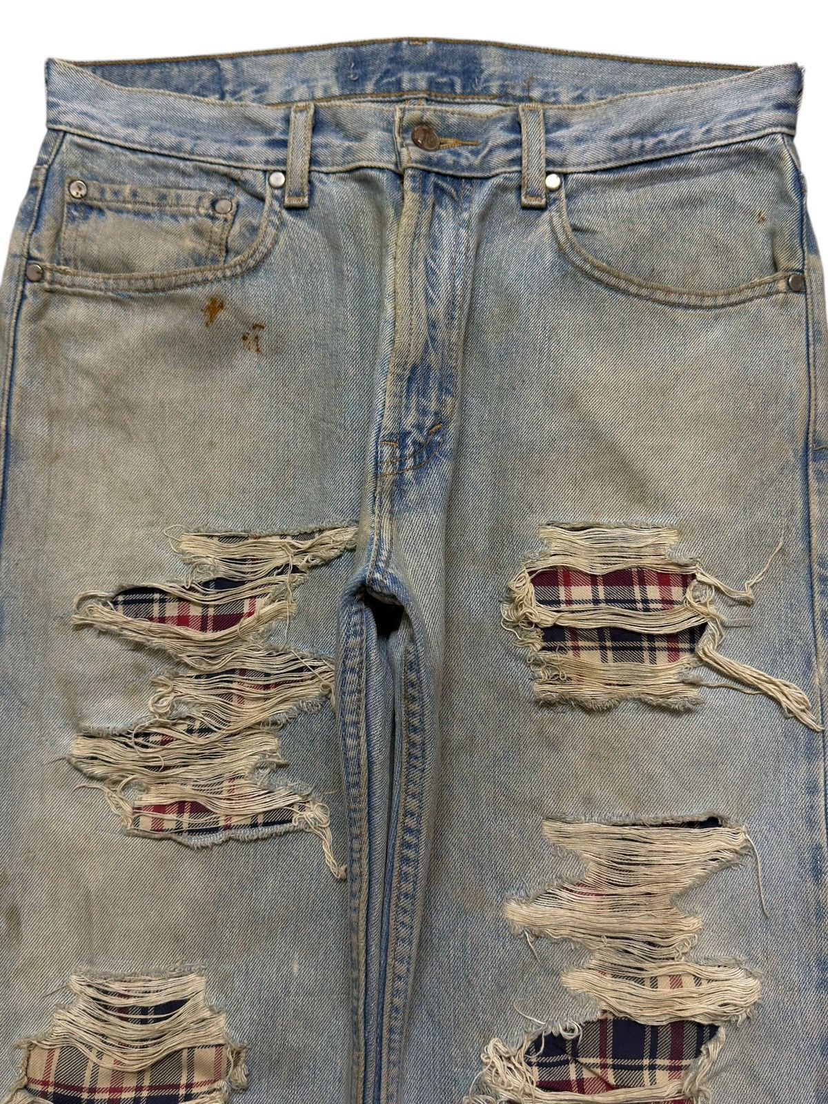 If Six Was Nine Vintage 90s Japanese Mud Wash Ripped Destroyed Straight Leg Size US 31 - 3 Thumbnail