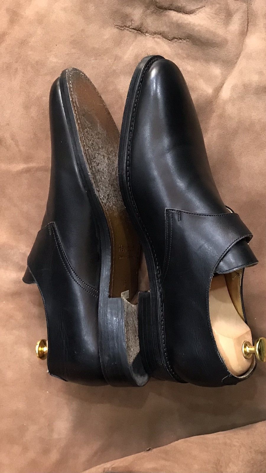 Handmade Single strap monk shoes derbies, goodyear welted Size US 12 / EU 45 - 5 Thumbnail