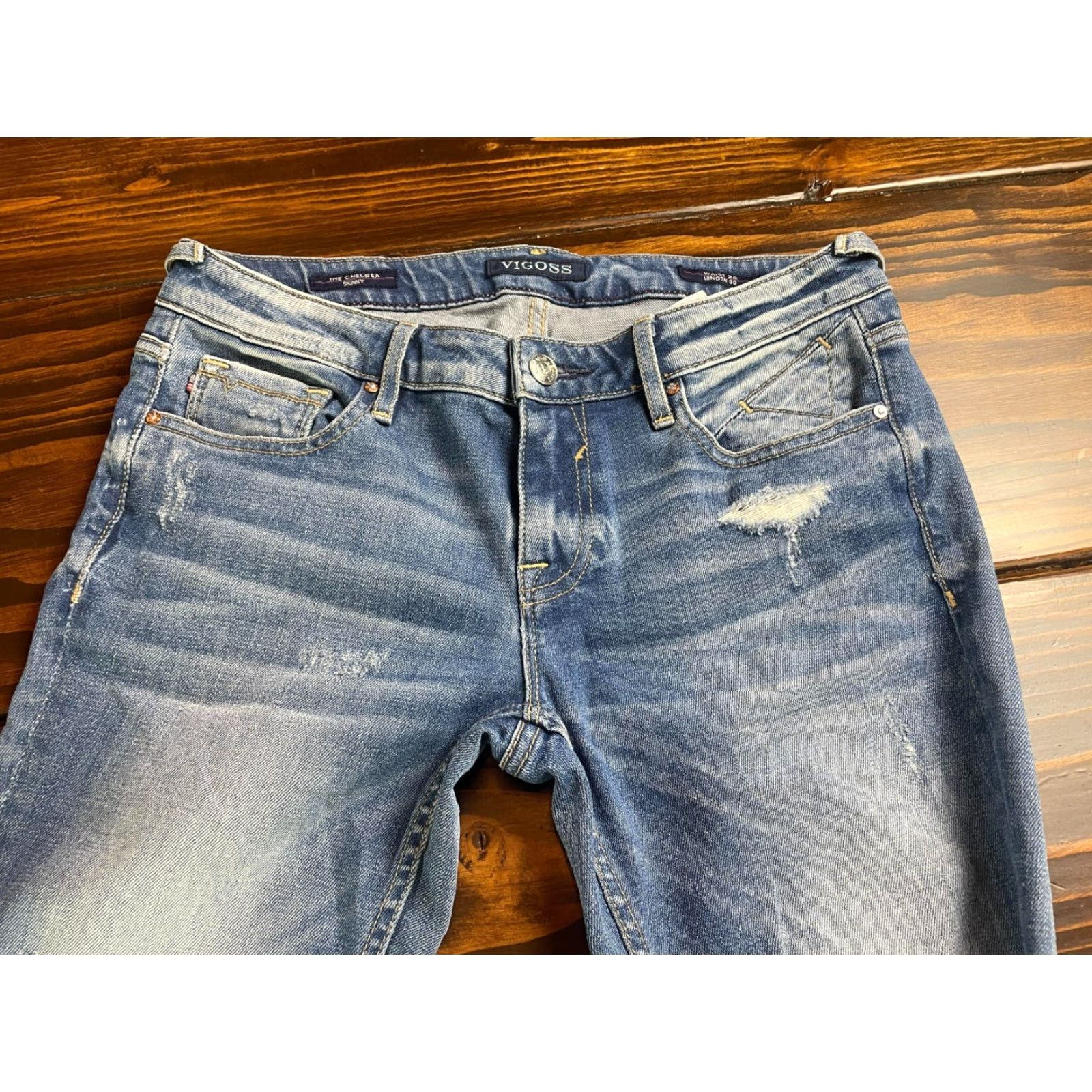 Vintage VIGOSS Jeans Women's Size26x30 Blue Denim The Chelsea Skinny Distressed Size 26" / US 2 / IT 38 - 3 Thumbnail