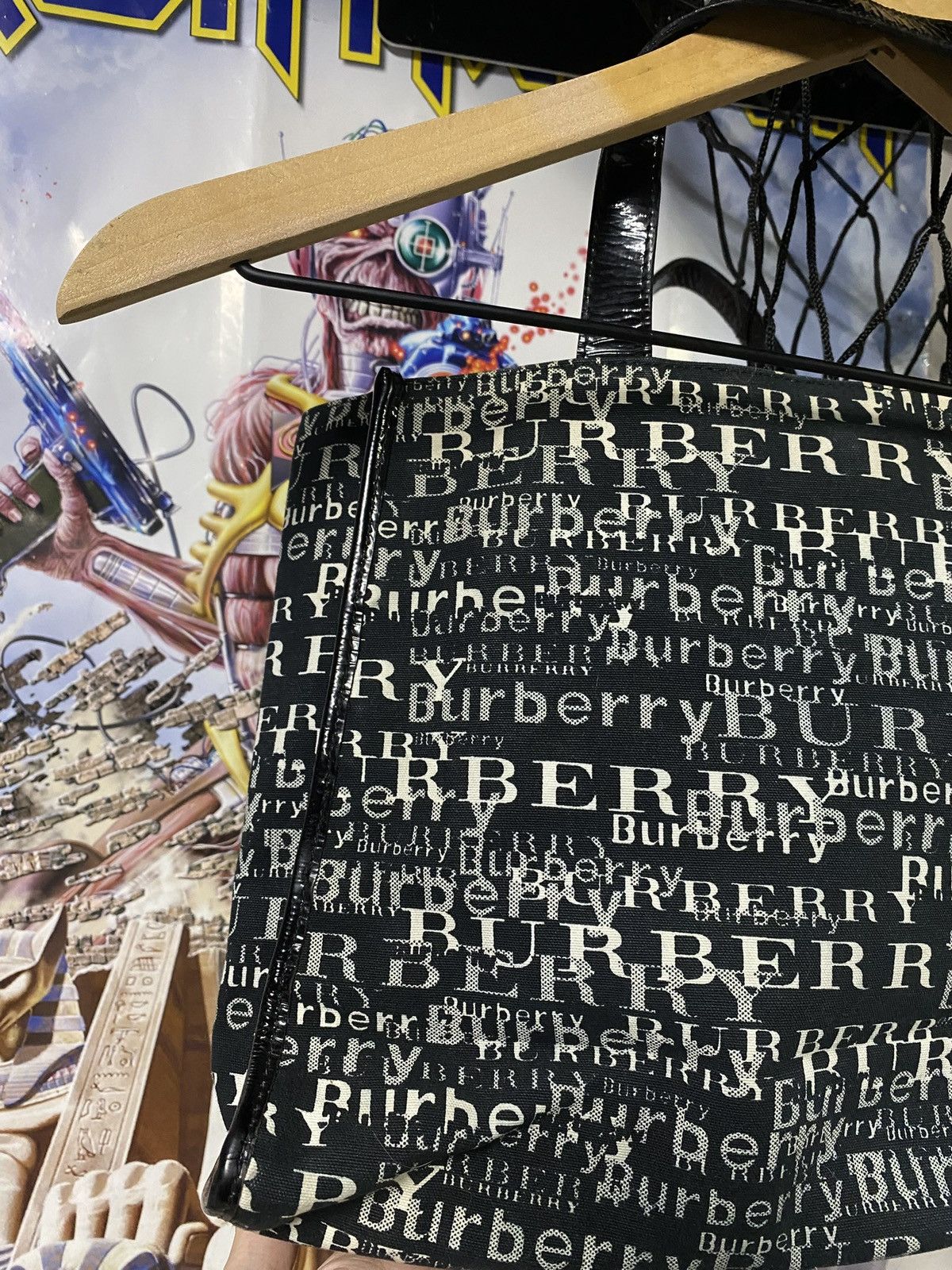 Burberry Burberry Spellout Logo Tote Bag Canvas Leather Handbag Y2K Size ONE SIZE - 2 Thumbnail