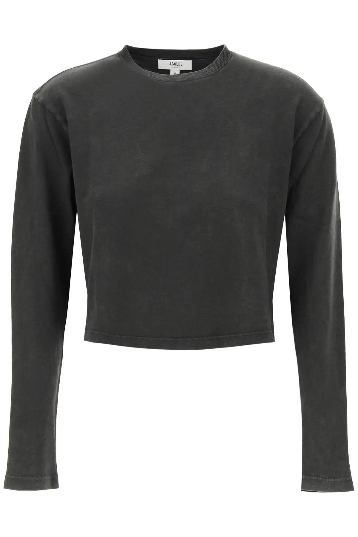 image of Agolde O1S22I1N0324 "cropped Long-Sleeved Mason T-Shirt In Grey, Women's (Size XS)