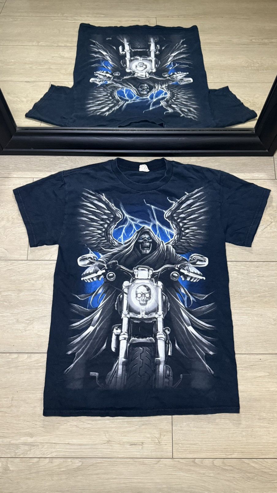 Affliction Vintage / Y2K Grim Reaper Riding A Chopper Affliction Style Size US S / EU 44-46 / 1 - 1 Thumbnail