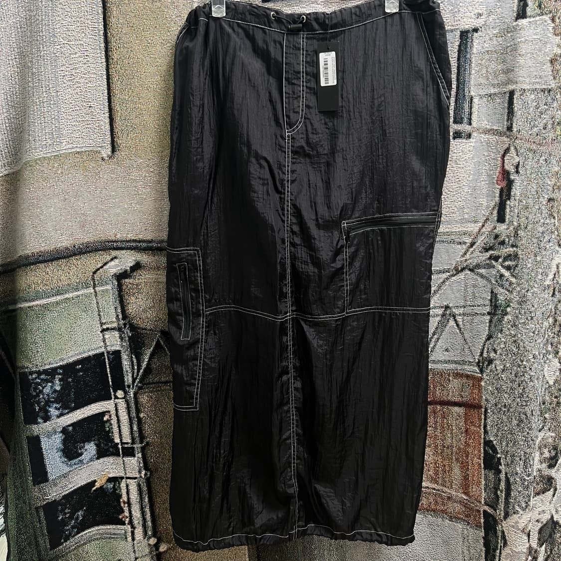 Other motelrocks Masao Maxi Skirt In Parachute Stitch Black Size 31" - 1 Thumbnail