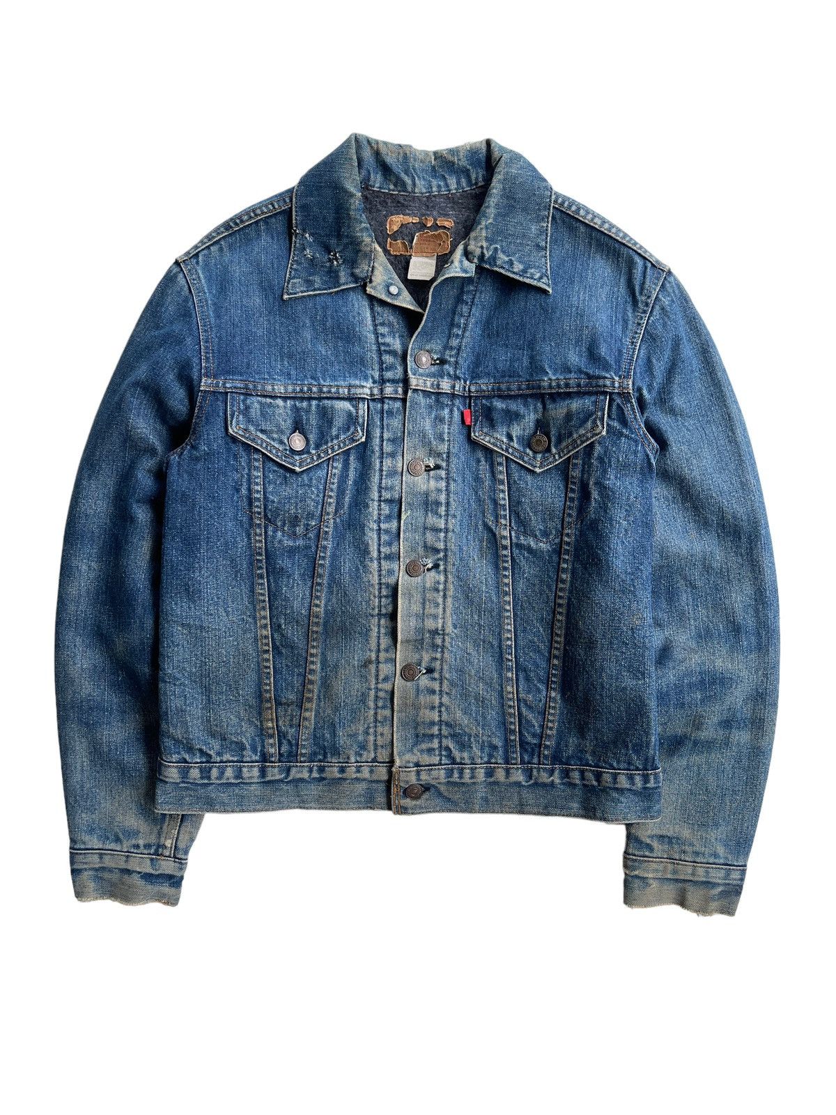 Distressed Denim 1960s Levis 525 Type 3 Troy Blanket Denim Jacket | Grailed