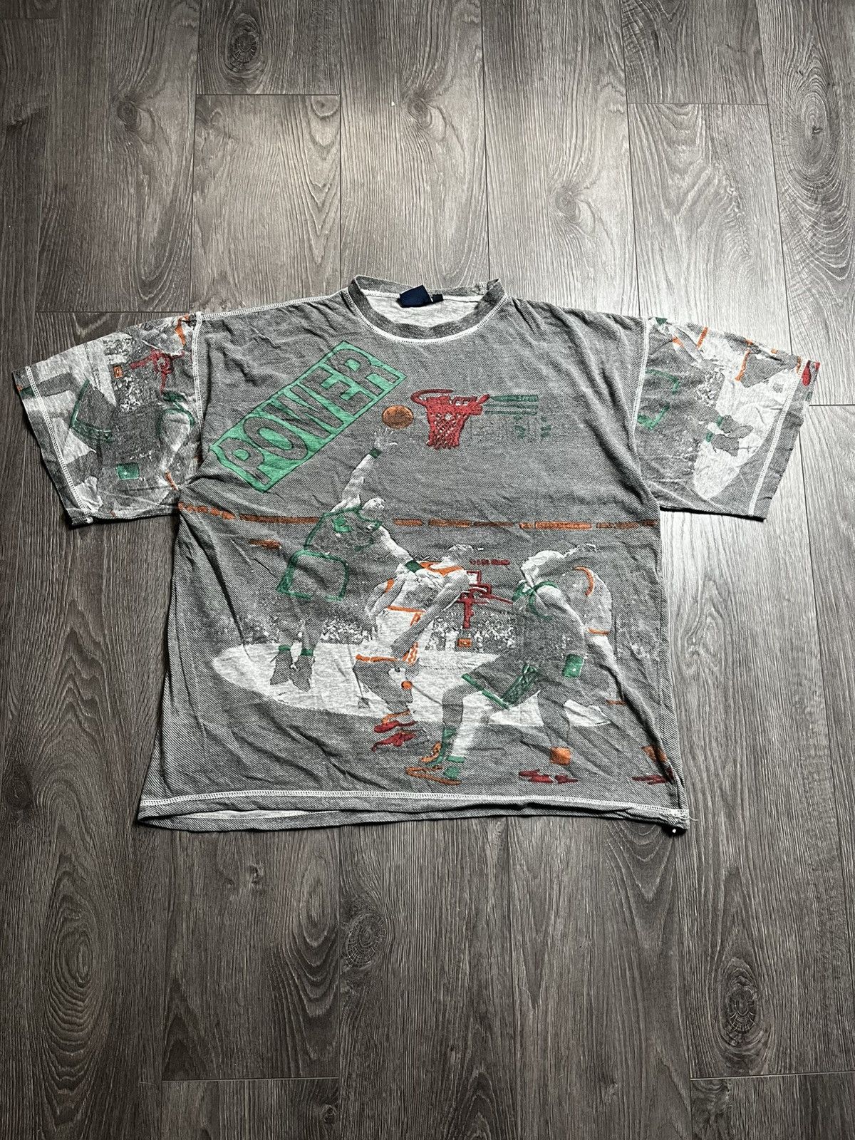 NBA Vintage 90s All Over Print Basketball T-Shirt "Power" Celtic Size US L / EU 52-54 / 3 - 1 Thumbnail