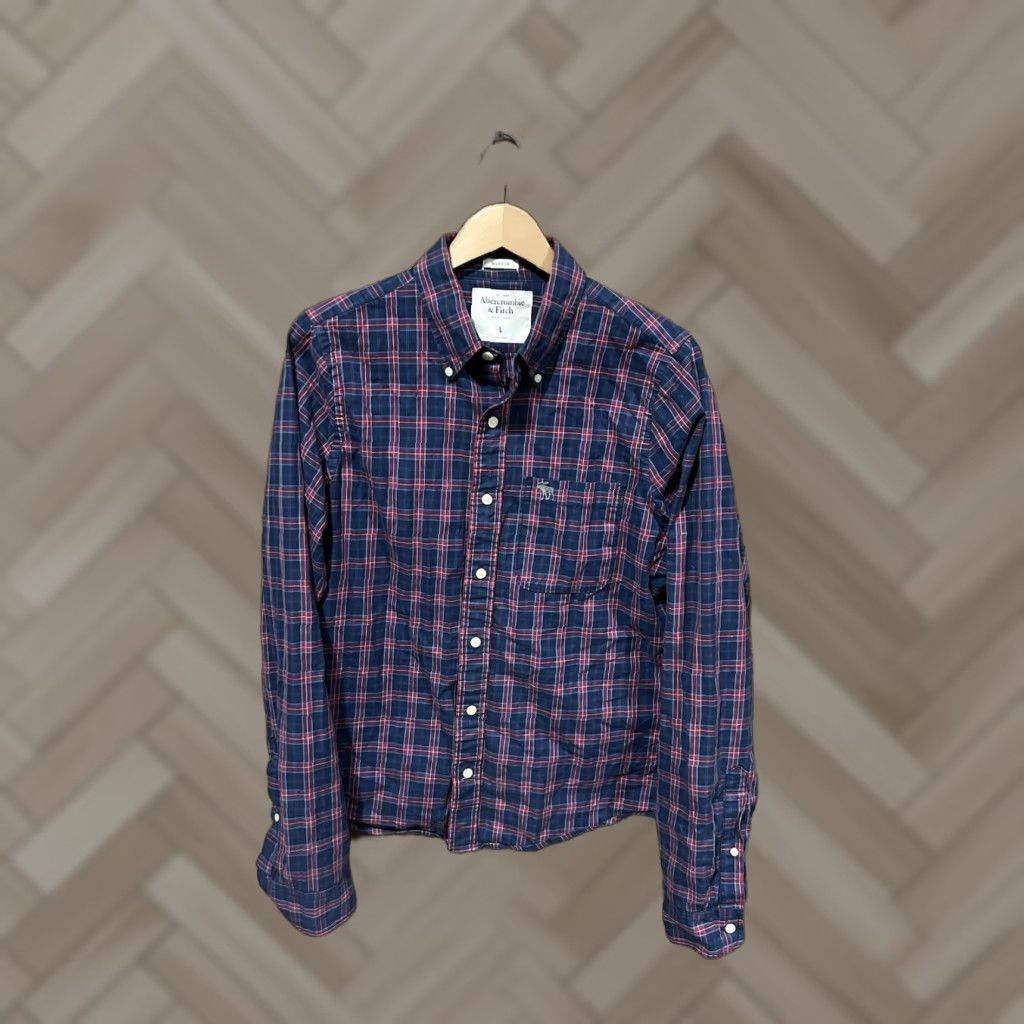 Abercrombie & Fitch Abercrombie & Fitch Mens Blue Plaid Long Sleeve Button-Up Shirt Size L Size US L / EU 52-54 / 3 - 1 Thumbnail