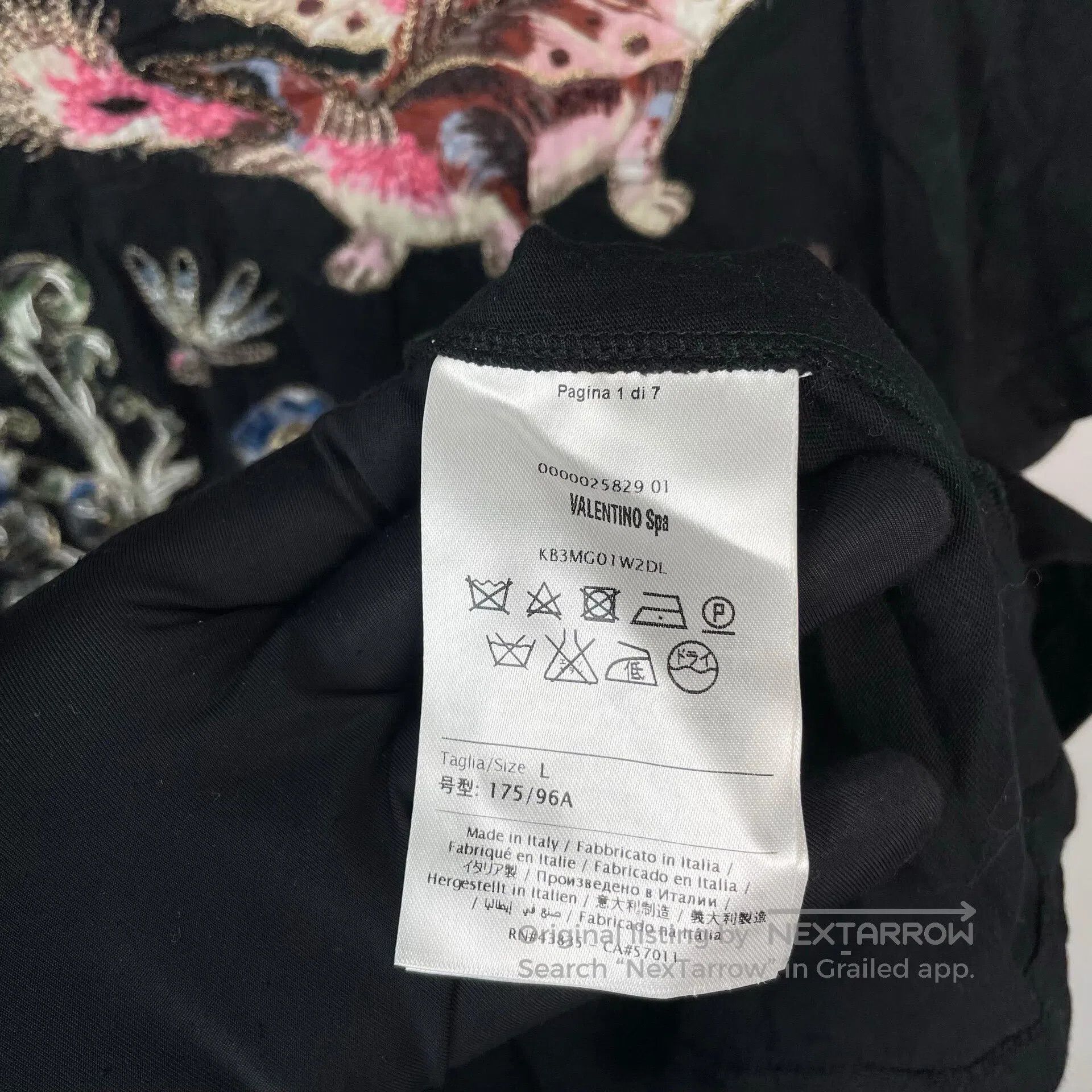 Valentino Valentino Black Embroidered Flamingo Short Sleeve| Size US L / EU 52-54 / 3 - 6 Thumbnail