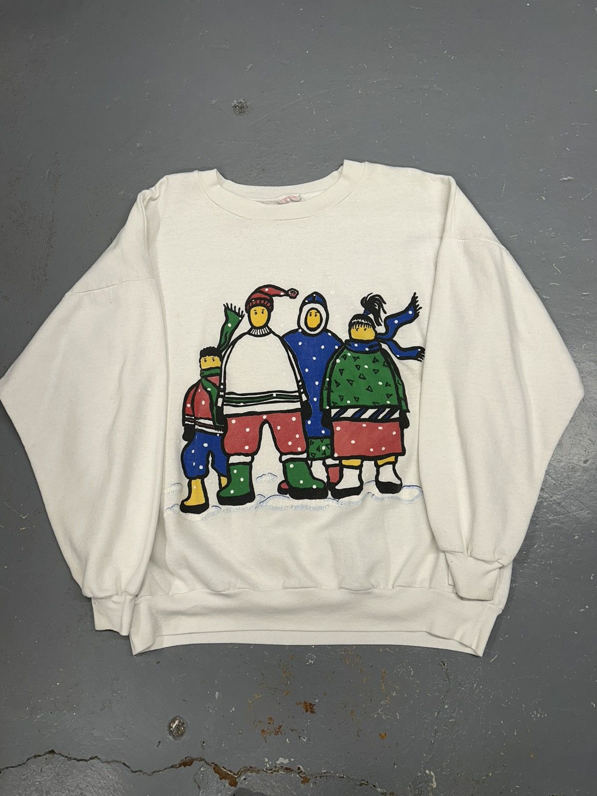Vintage Crazy Vintage 80s Essential White Graphic Crewneck Sweater Size US XL / EU 56 / 4 - 1 Thumbnail