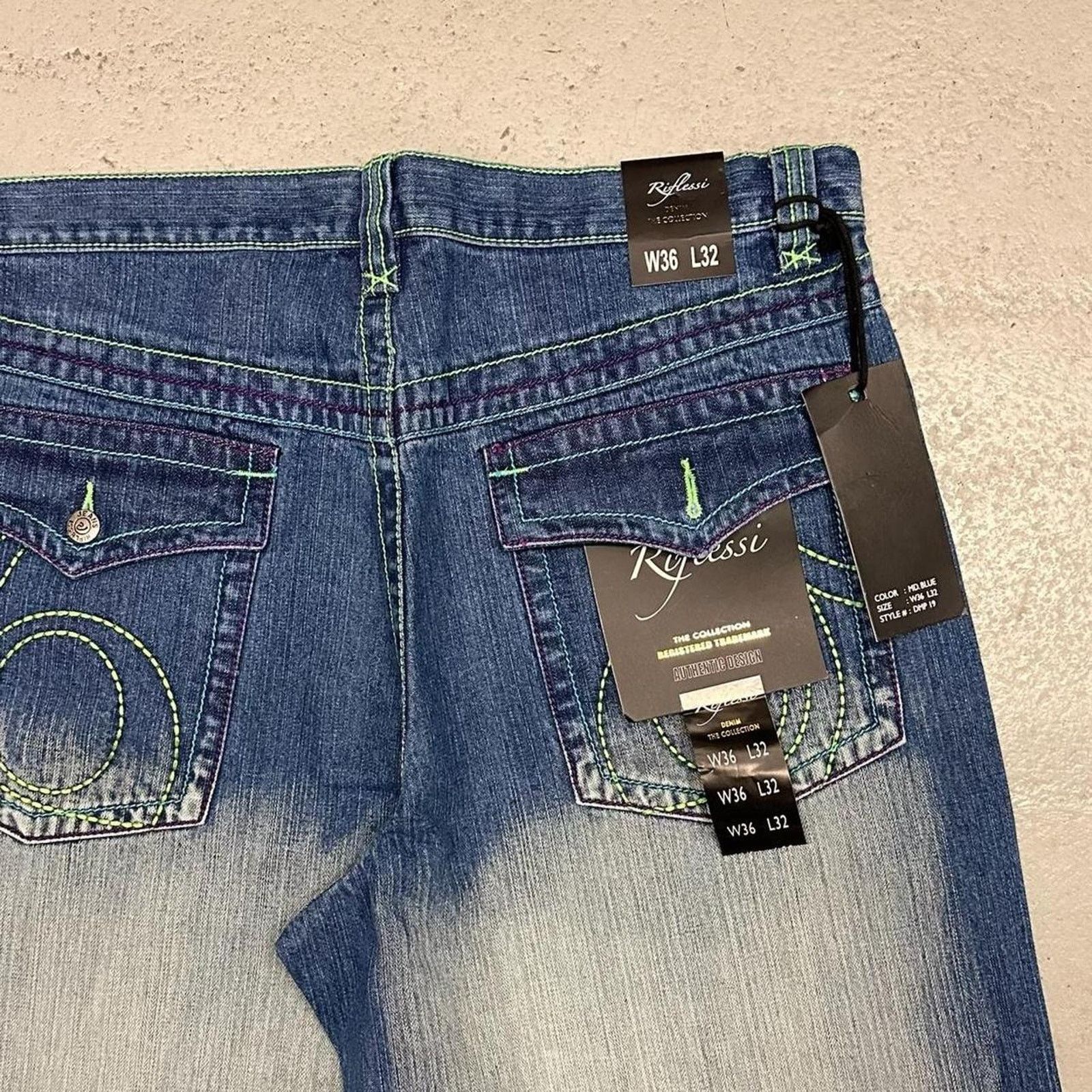 Vintage Vintage baggy y2k riflessi faded blue skater unique design Size US 36 / EU 52 - 3 Thumbnail