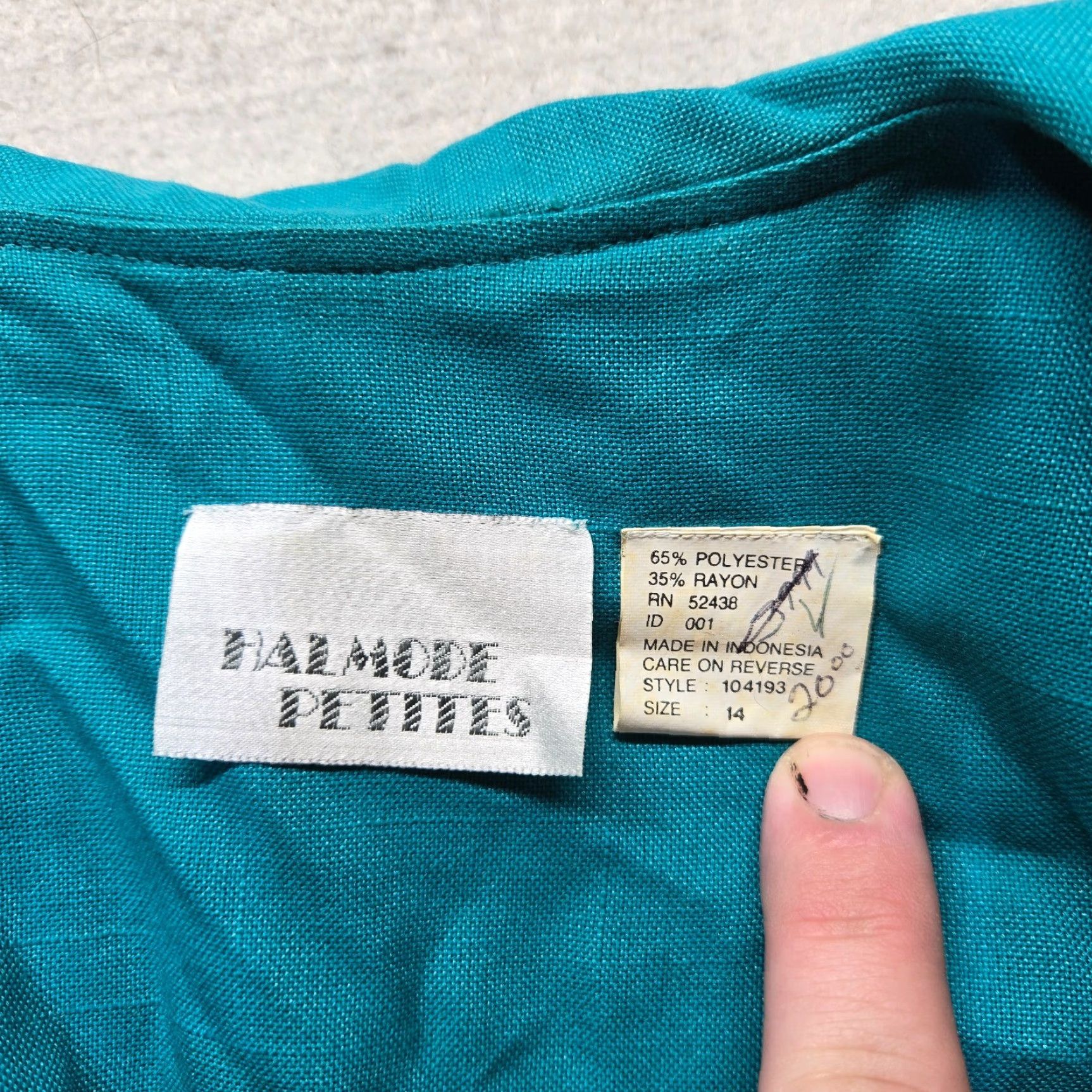 Vintage Halmode Petites Blazer Jacket Women's Size 14 Adult Teal Green Blue Single-Breasted Jacket Size 36" / US 14 / IT 50 - 3 Thumbnail