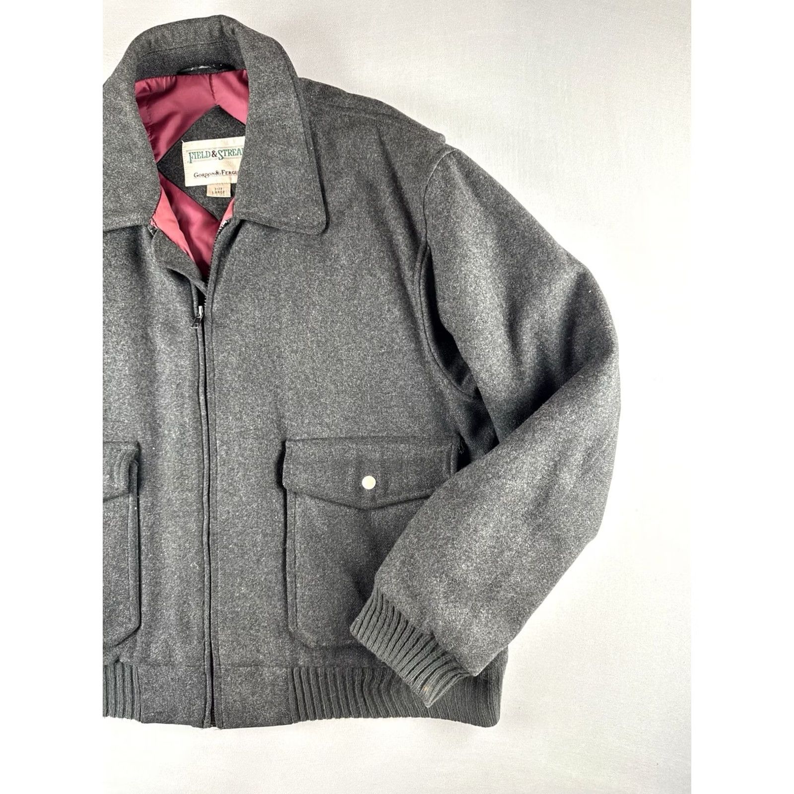 Vintage VINTAGE Field & Stream Wool Jacket Gray Hunting Workwear Zip Coat USA Large Mens Jacket Bomber 80s Classic Outdoor Size US L / EU 52-54 / 3 - 3 Thumbnail