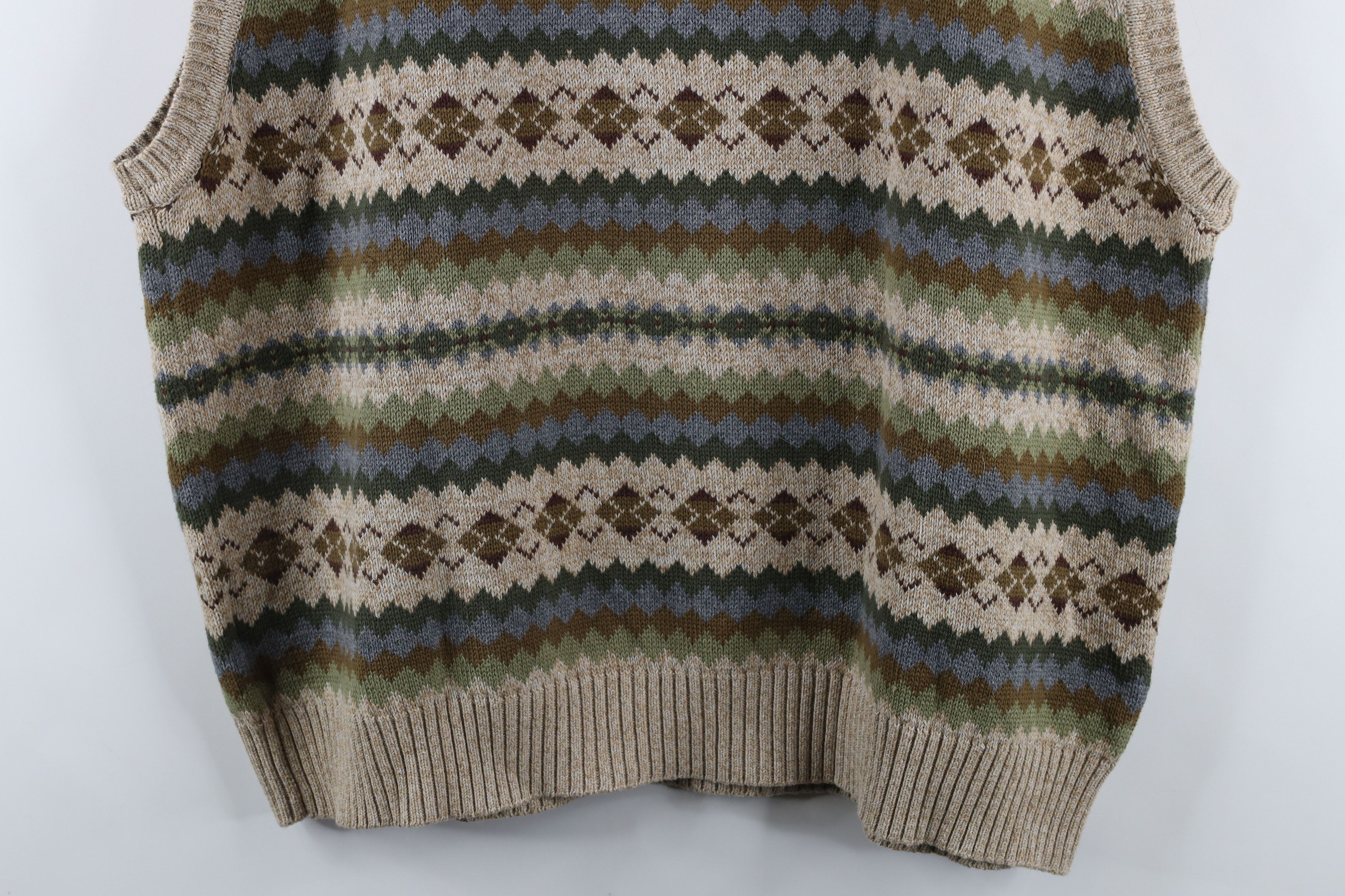 Vintage Vintage 90s Streetwear Fair Isle Knit Sweater Vest Cotton Size US XXL / EU 58 / 5 - 8 Thumbnail