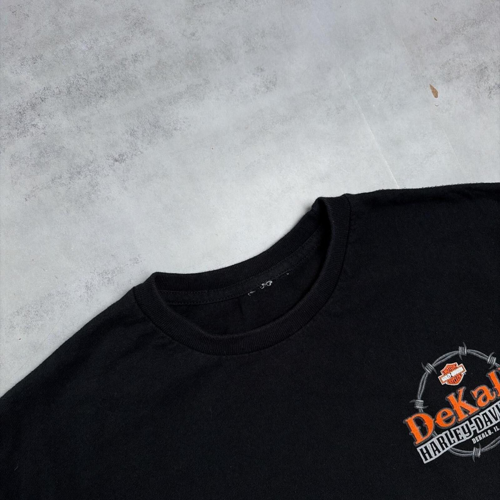 Harley Davidson Y2K Black Harley Davidson Grunge Biker T-Shirt Size US L / EU 52-54 / 3 - 5 Thumbnail